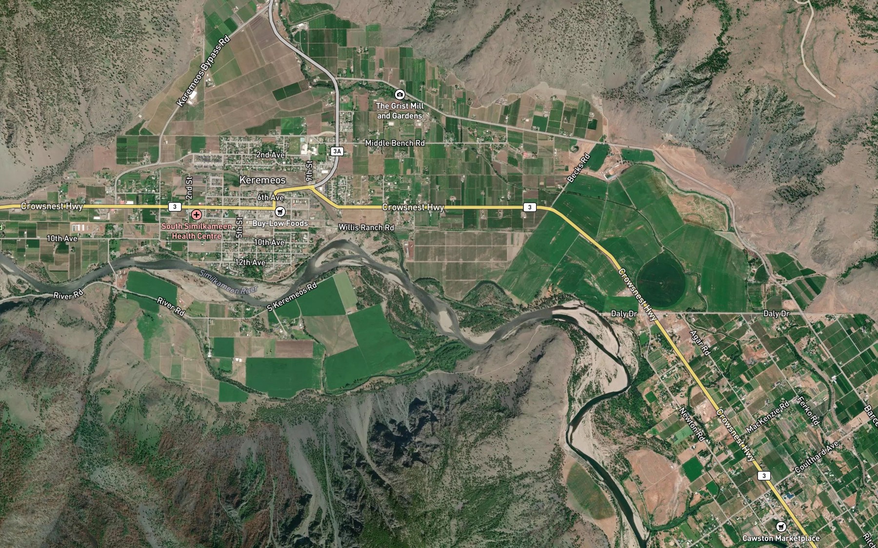 Satellite map of the Daly Slough
