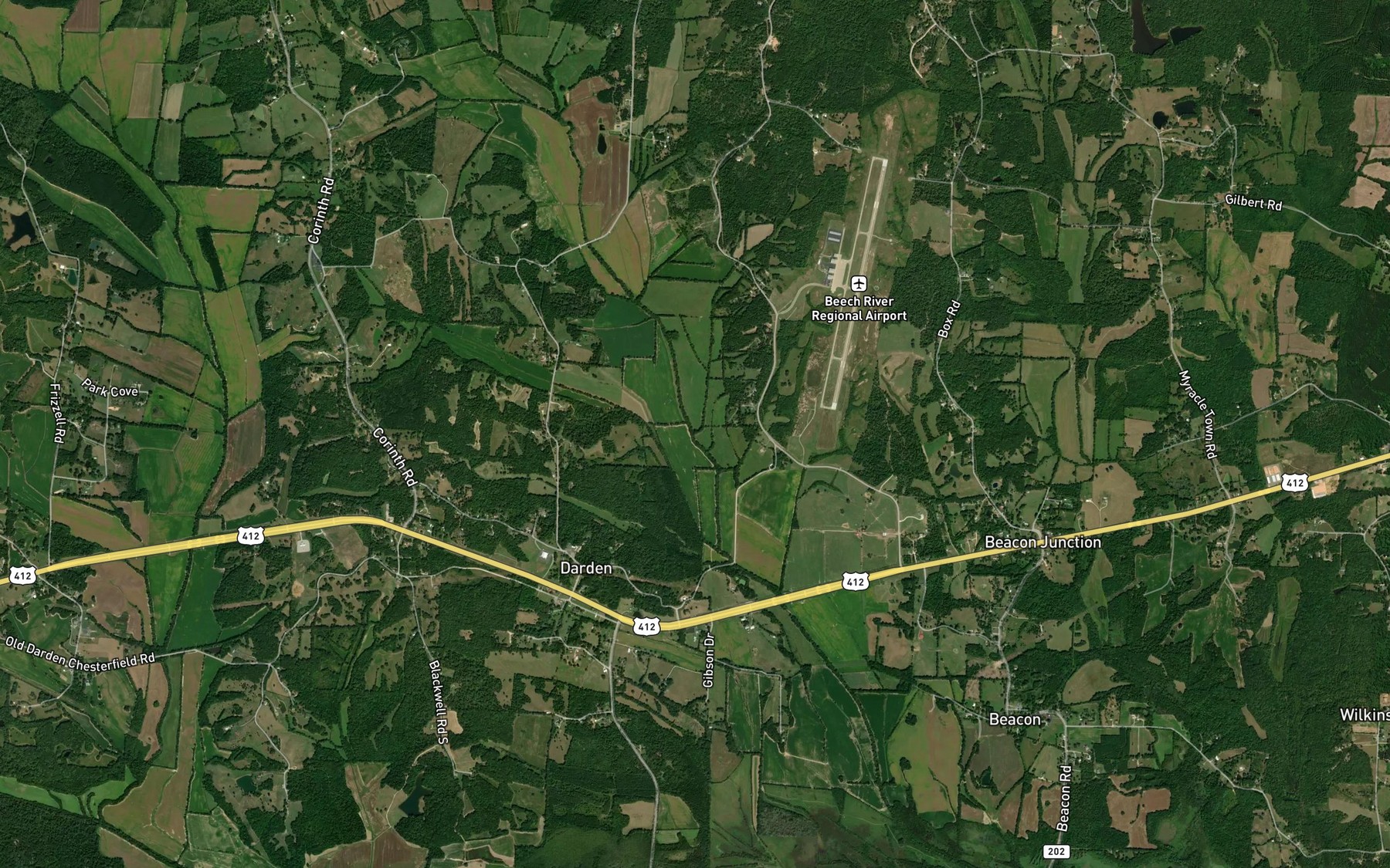 Satellite map of the Reeves Branch