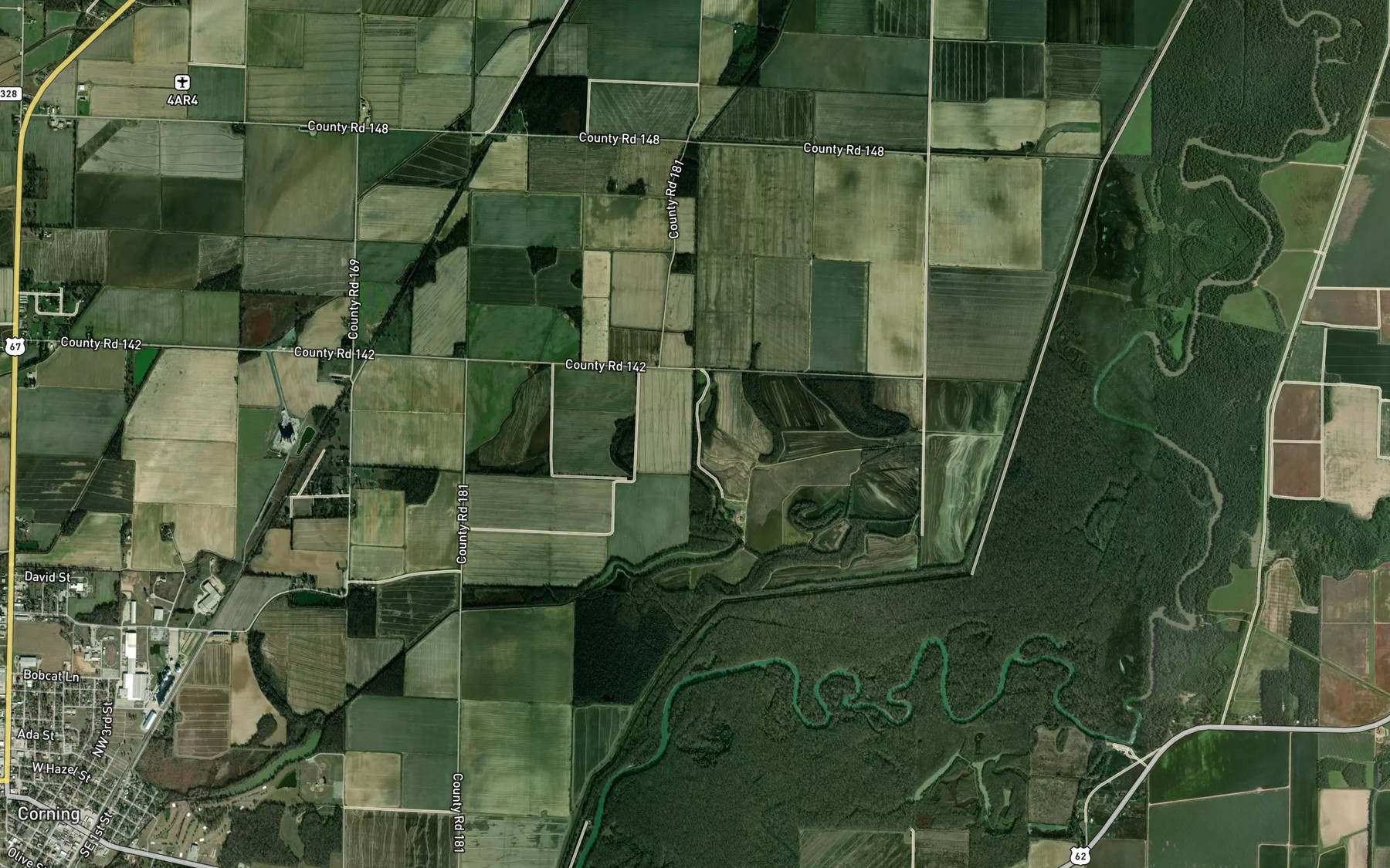 Satellite map of the Winding Slough