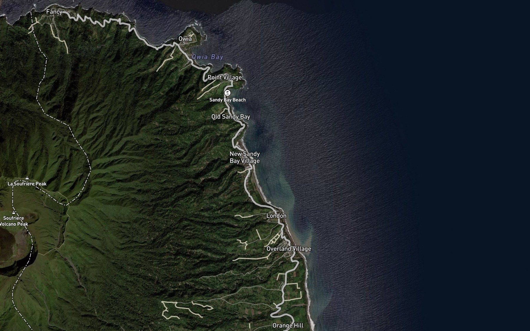 Satellite map of the Sandy Bay