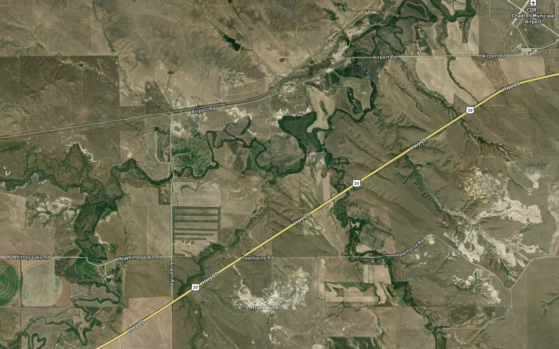 Satellite map of the Trunk Butte Creek