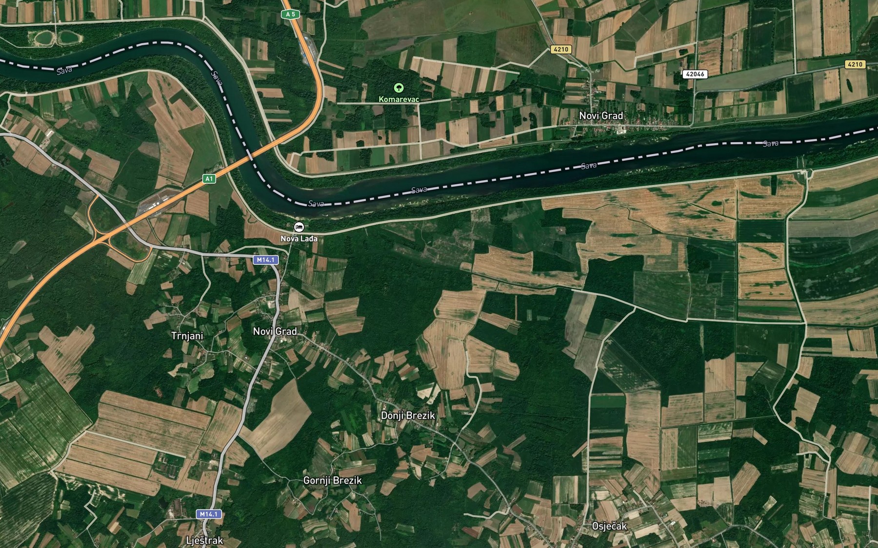 Satellite map of the Kamenica