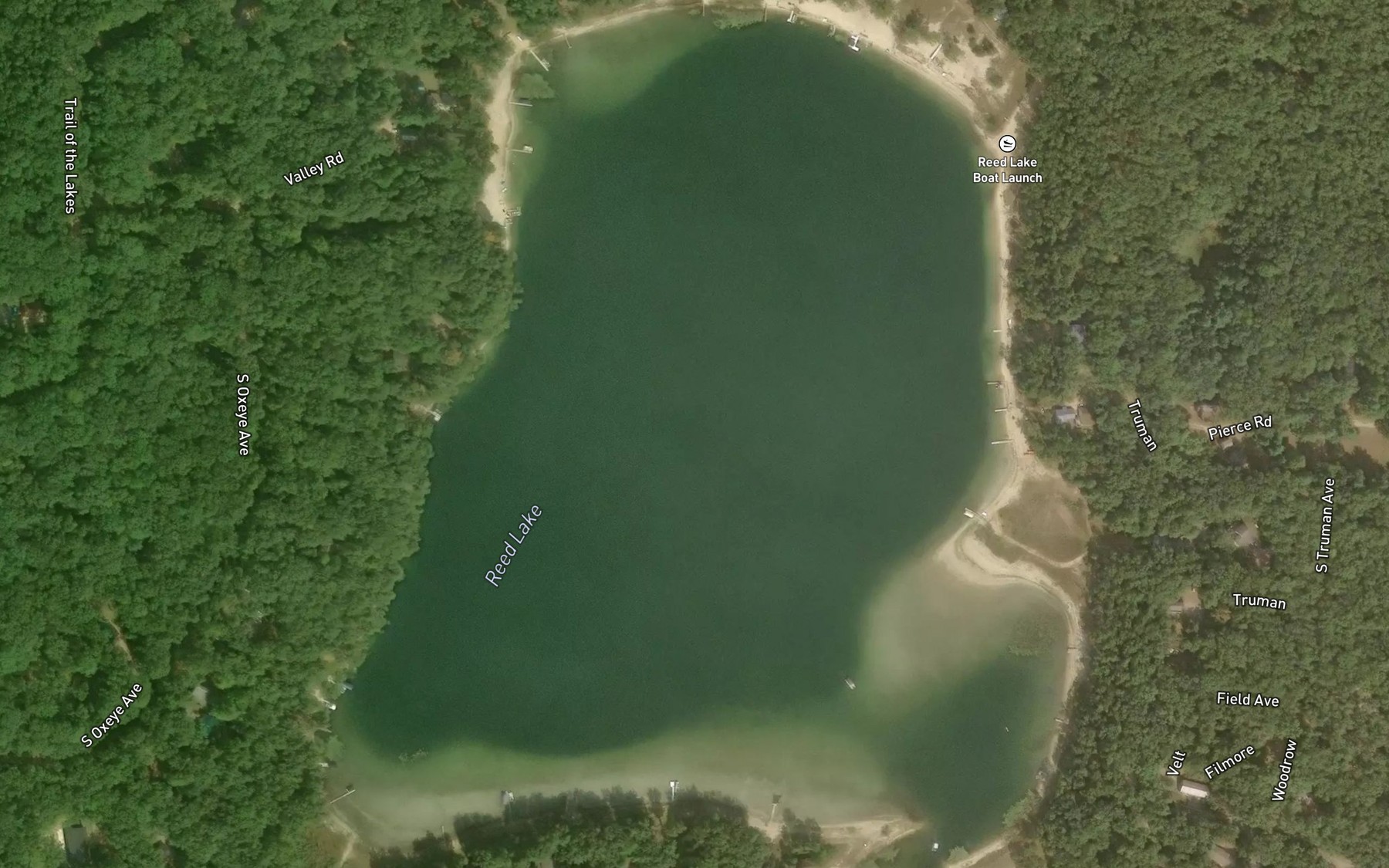 Satellite map of the Reed Lake