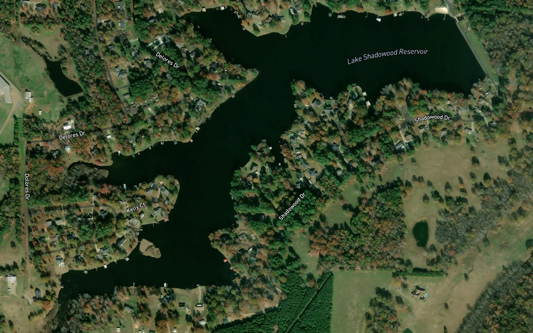 Satellite map of the Lake Shadowood Reservoir