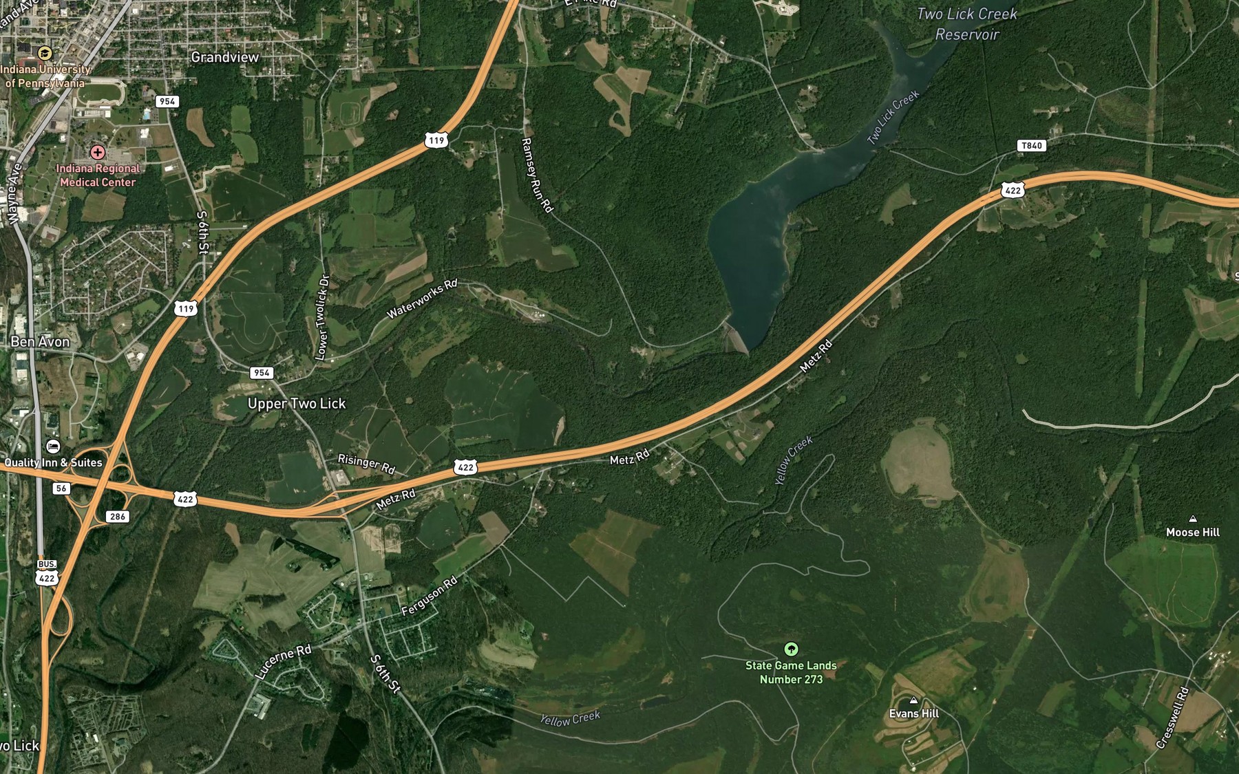 Satellite map of the Ramsey Run