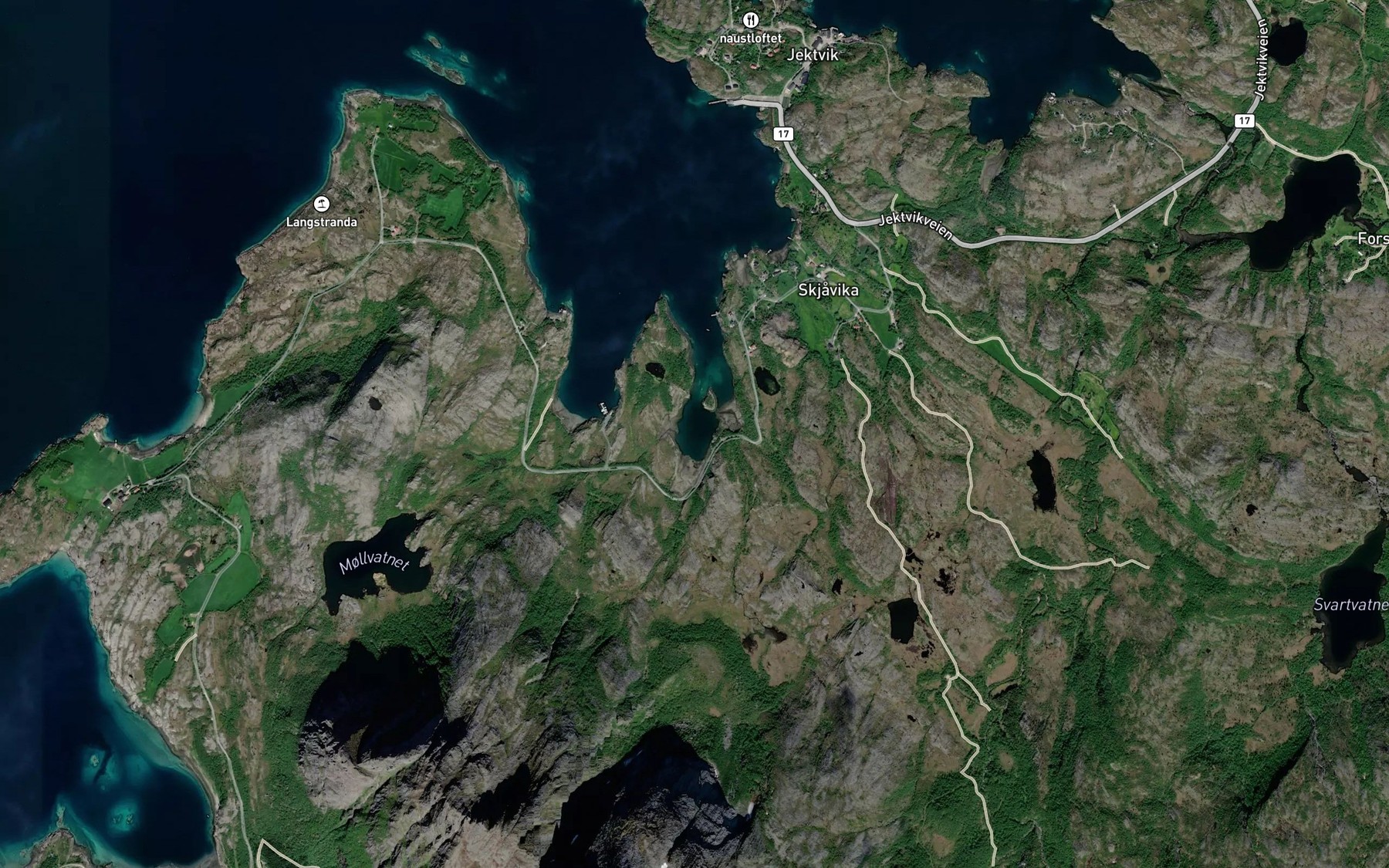 Satellite map of the Tommerostjonna