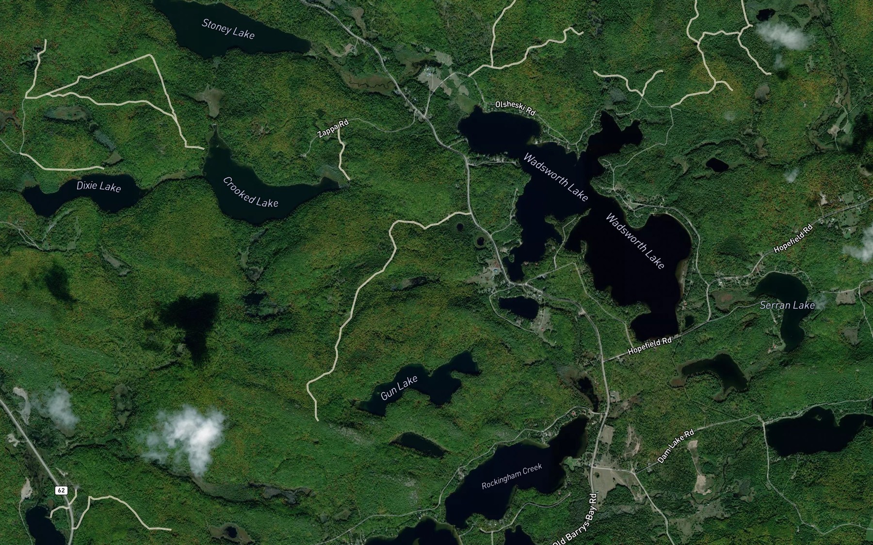 Satellite map of the Priests Ponds