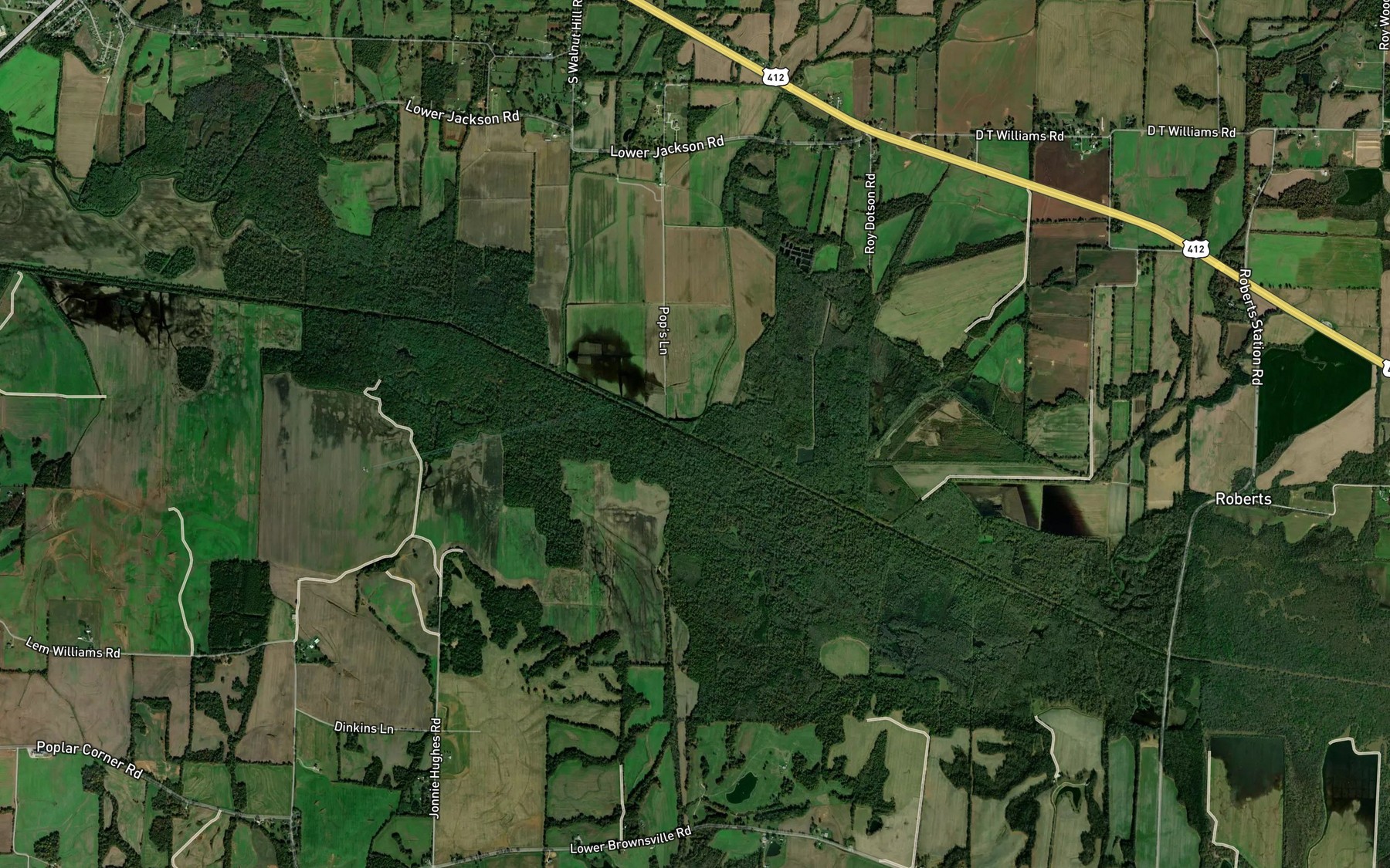 Satellite map of the Pearsons Creek
