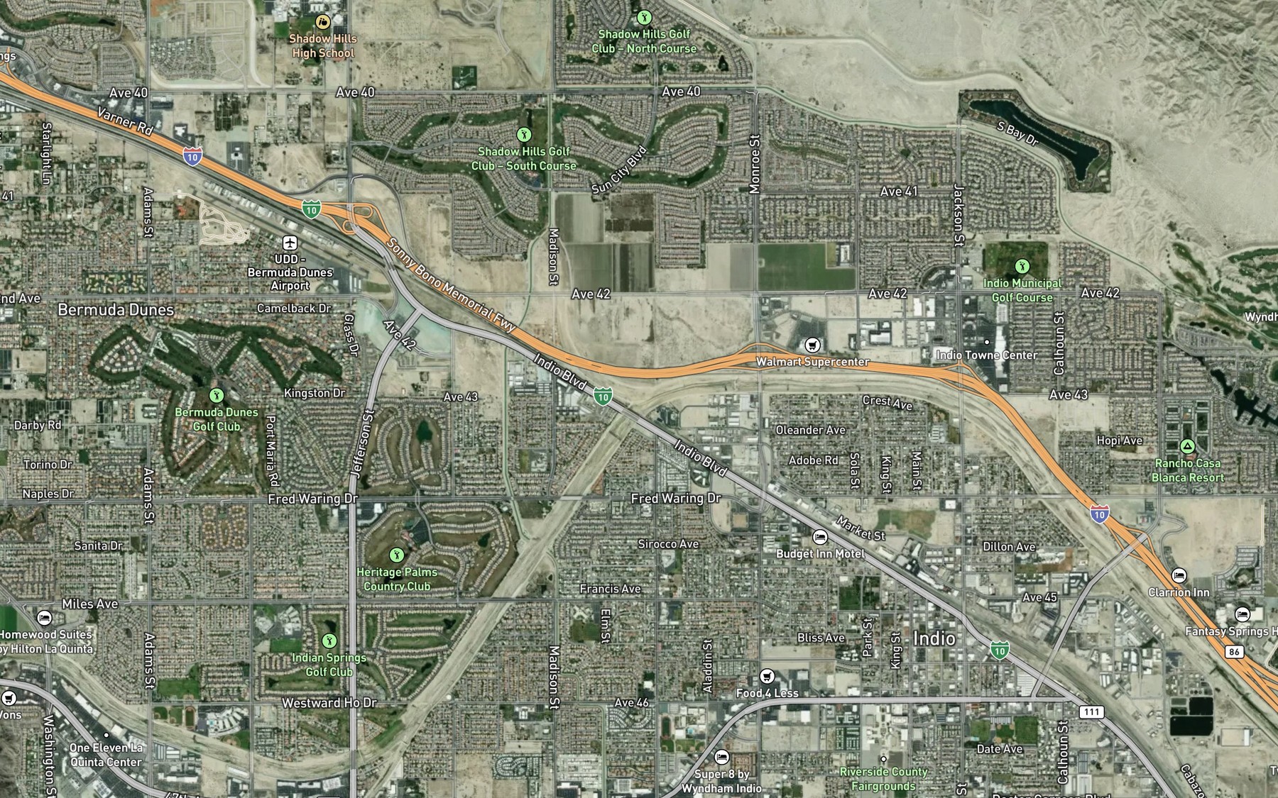 Satellite map of the Thousand Palm Canyon Wash