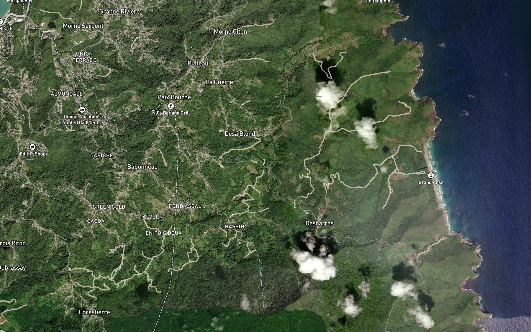Satellite map of the Vergallier River