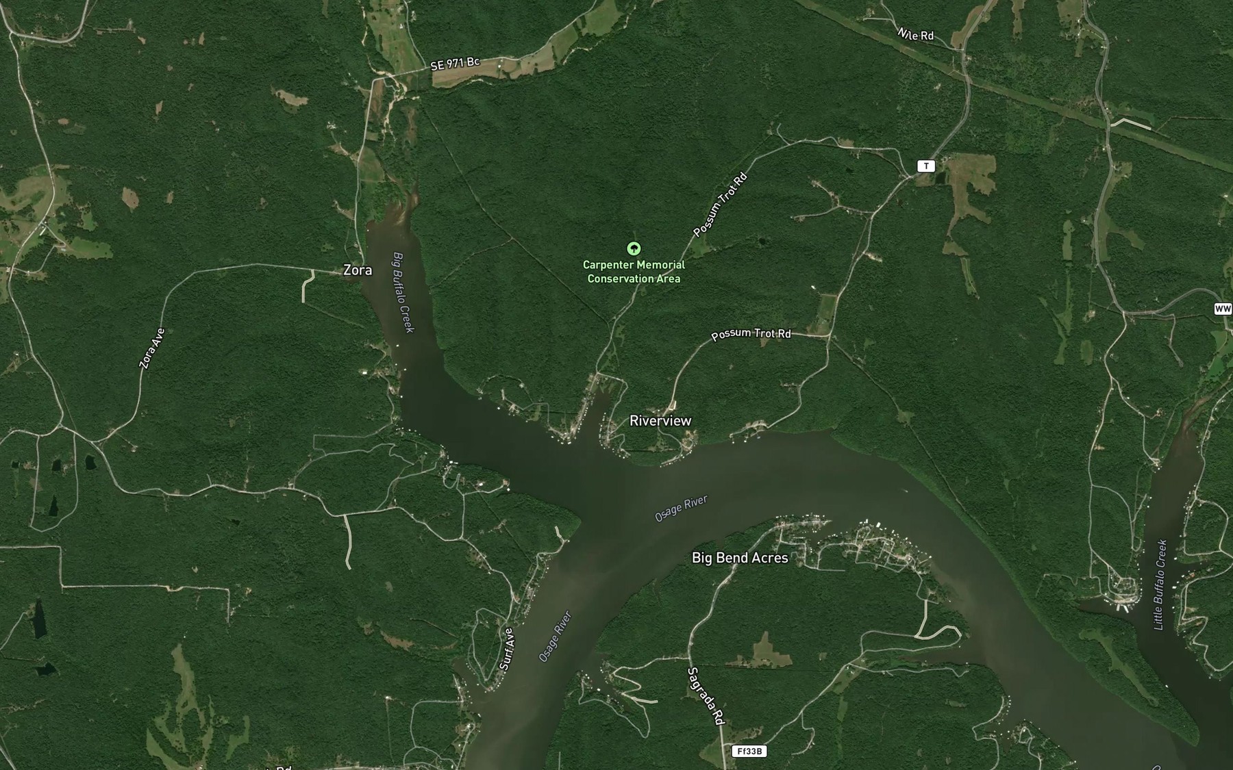 Satellite map of the Roberts Branch