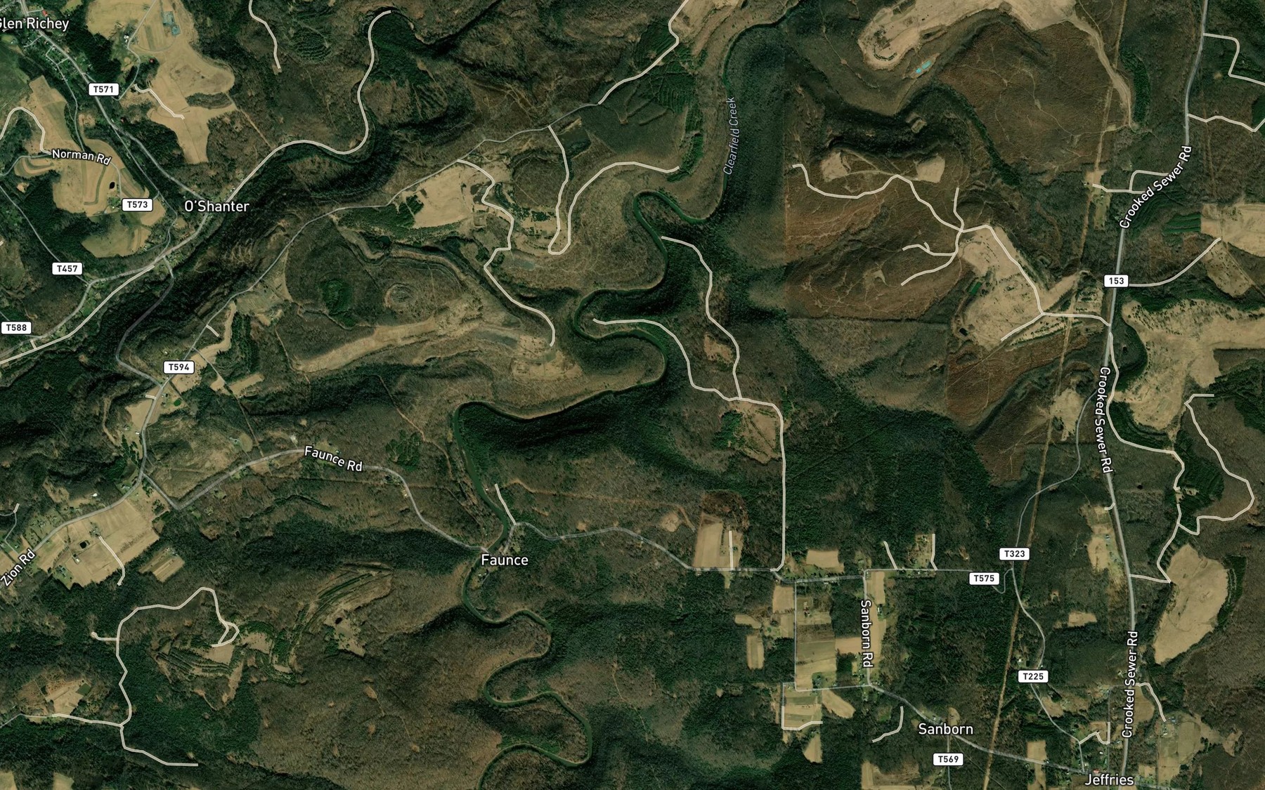 Satellite map of the Raccoon Run