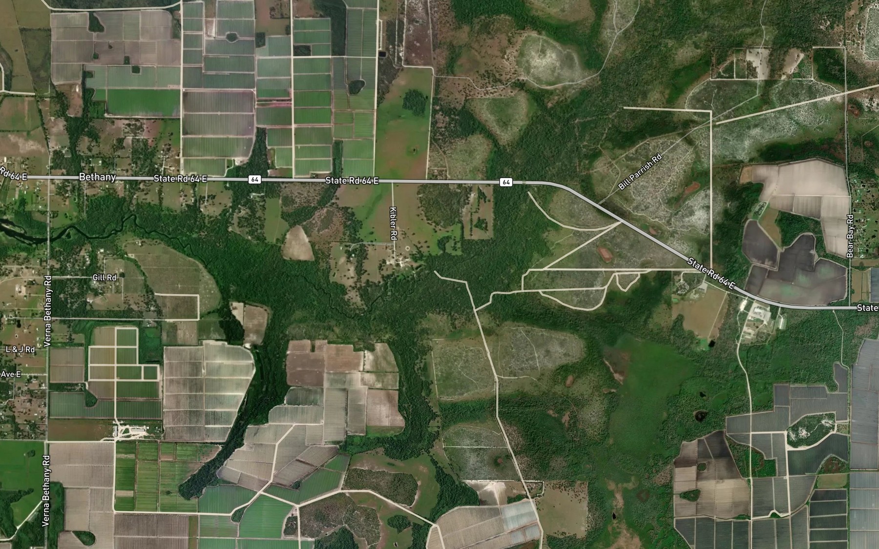 Satellite map of the Webb Branch