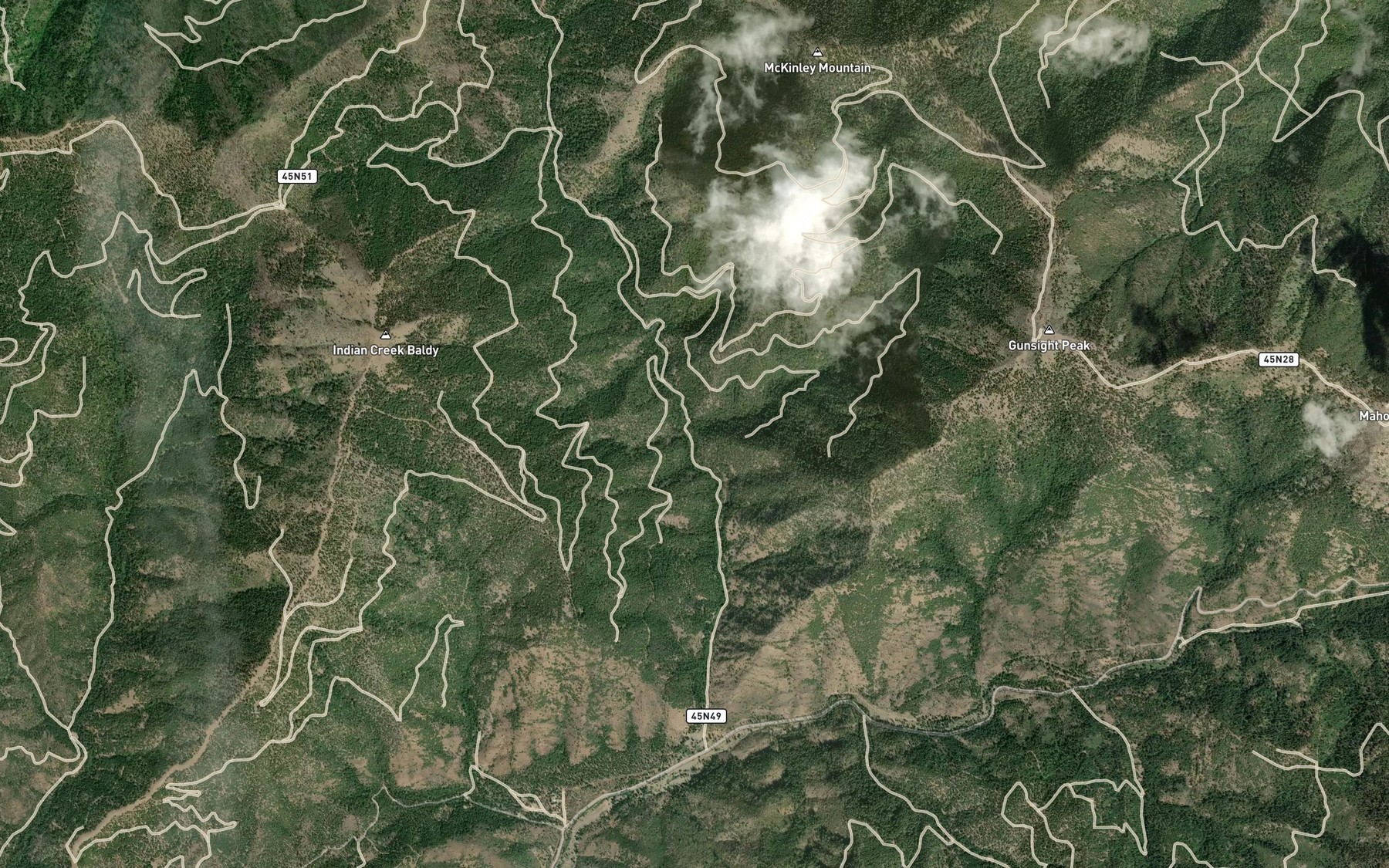 Satellite map of the East Fork Deadwood Creek