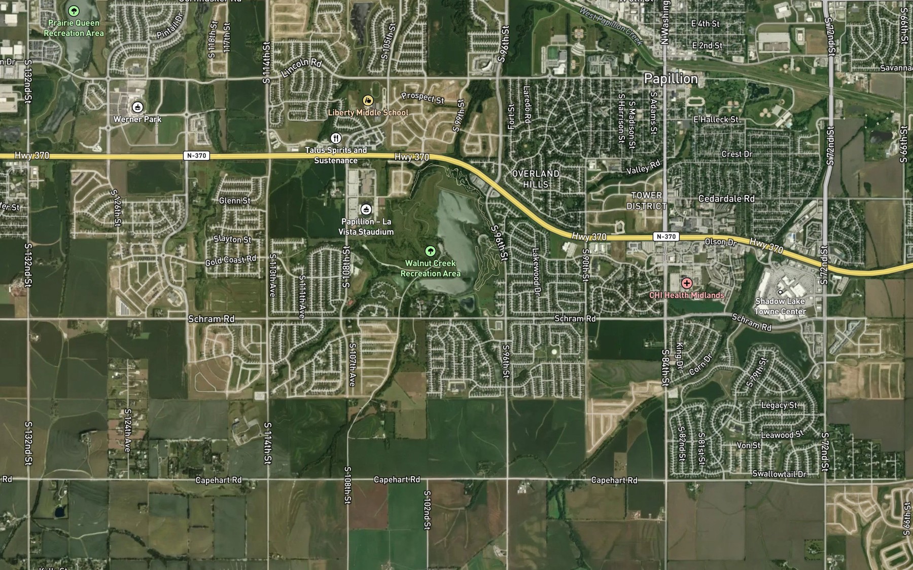Satellite map of the Savanna Creek