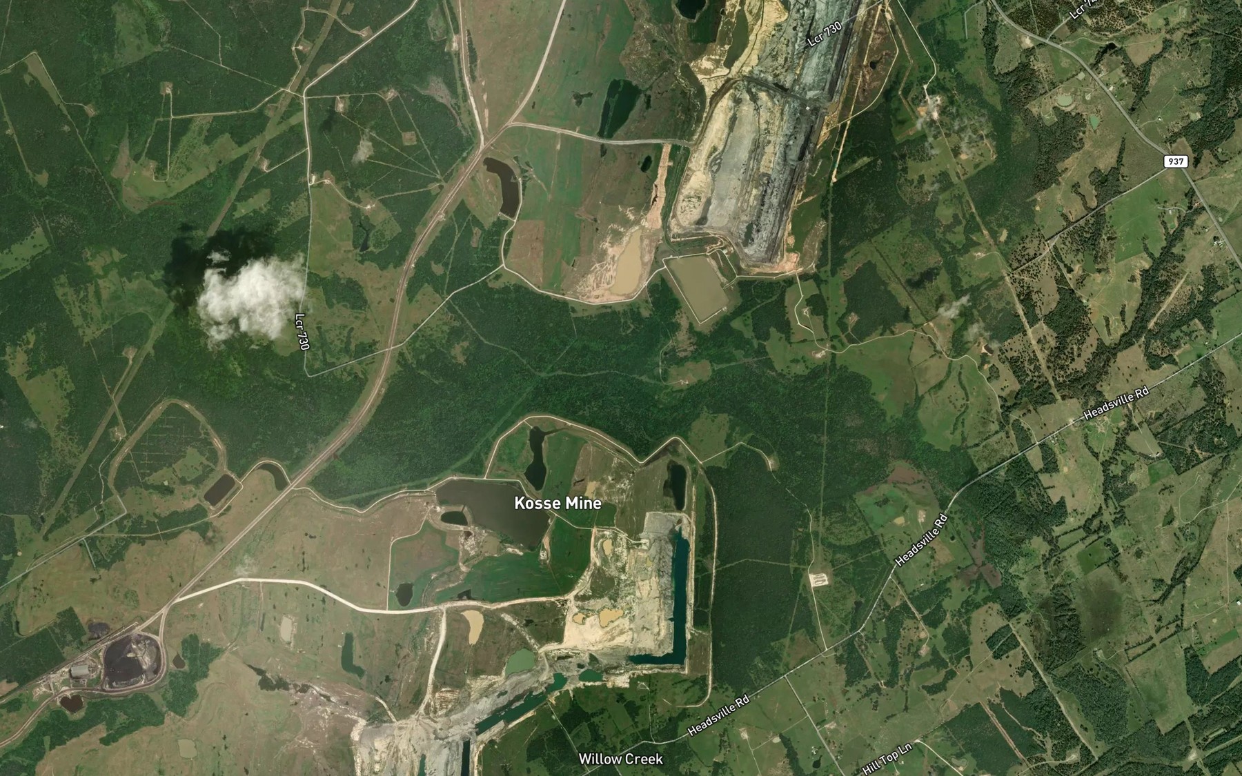 Satellite map of the Owens Creek