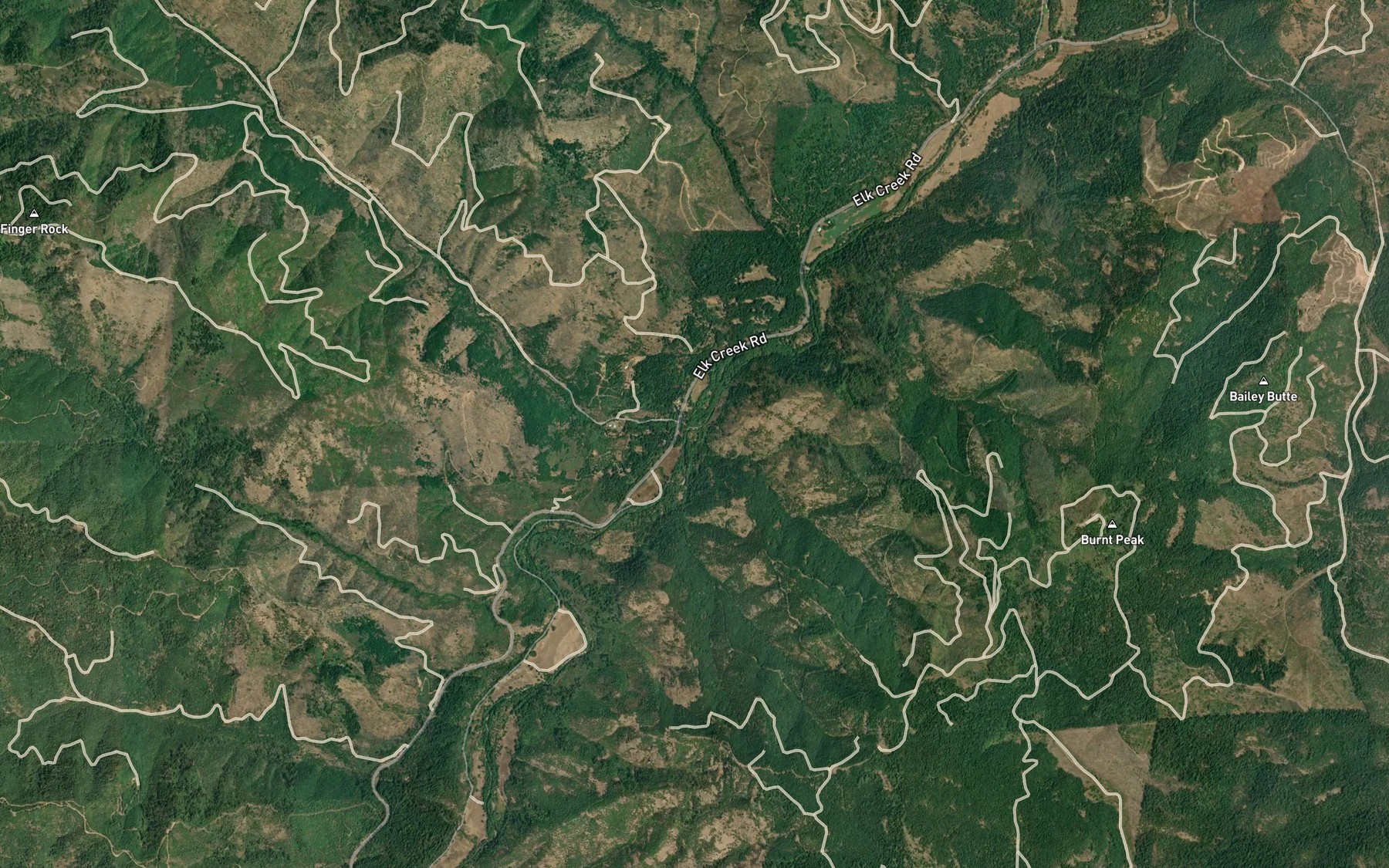 Satellite map of the Flat Creek
