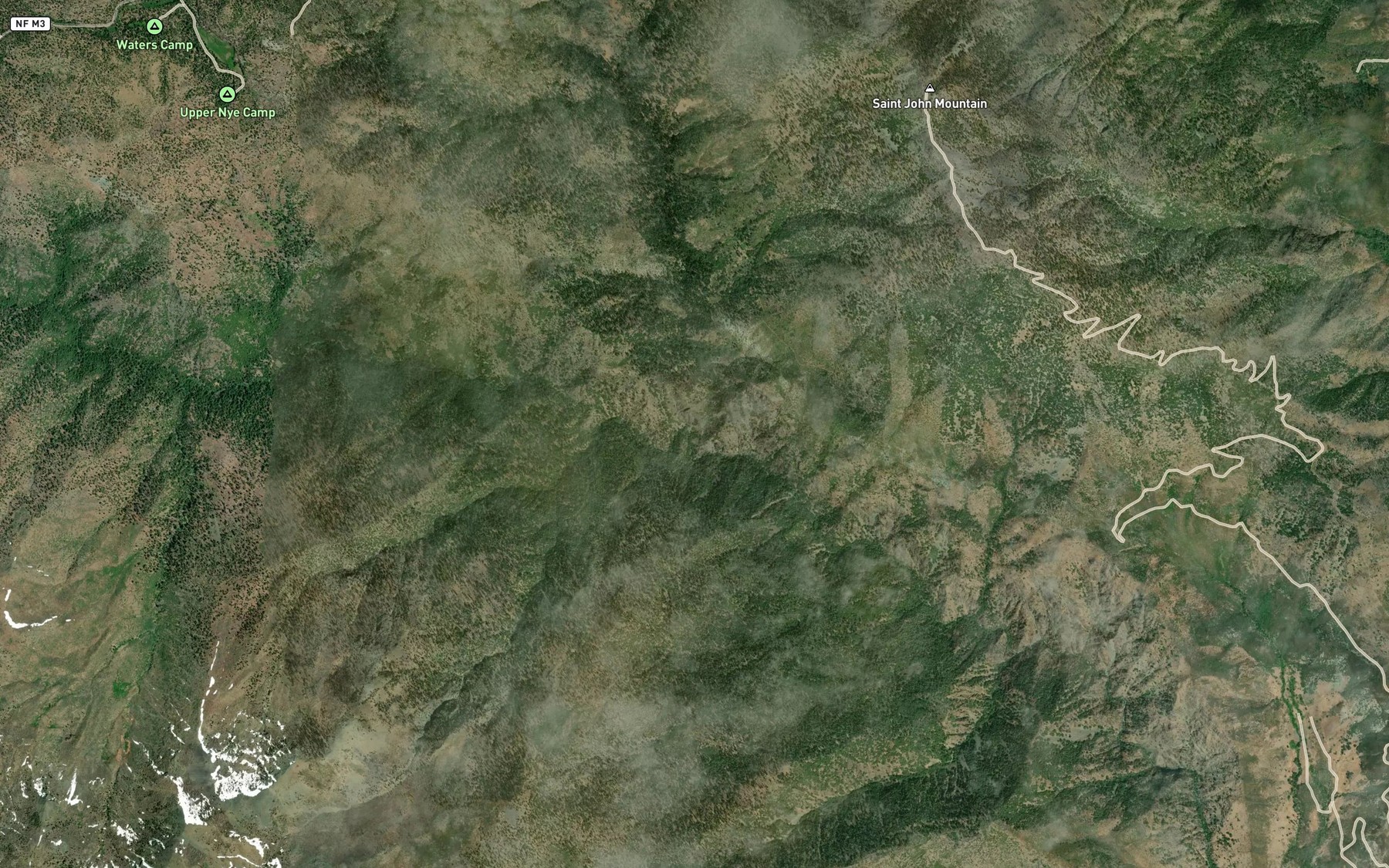 Satellite map of the Bear Wallow Creek