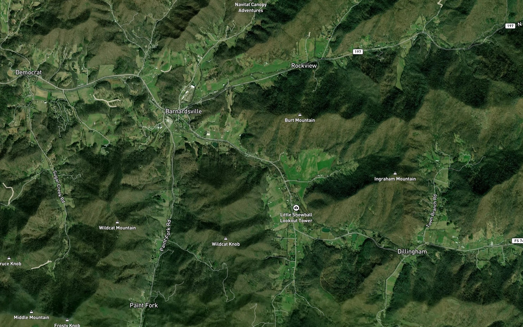 Satellite map of the Haw Branch