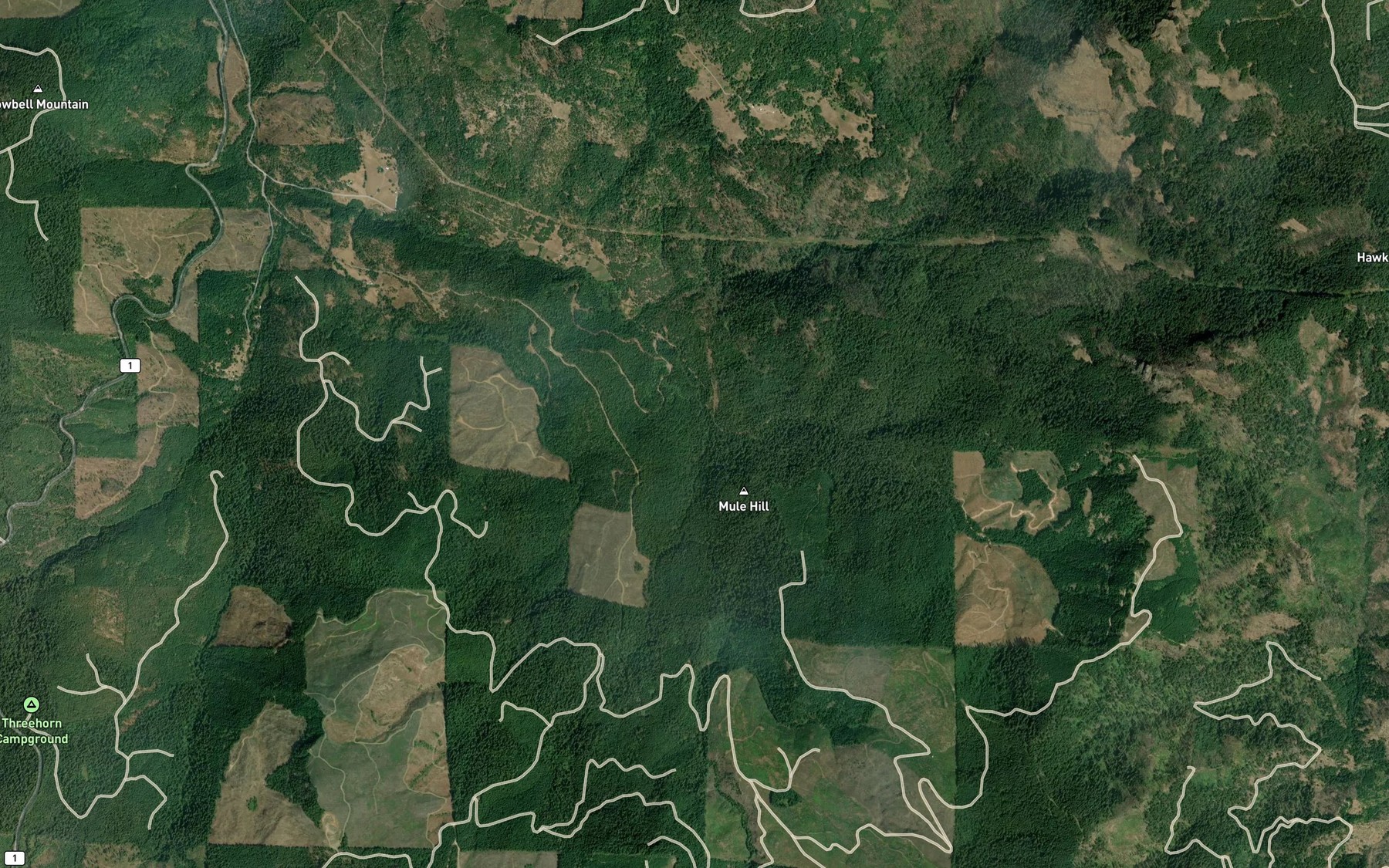 Satellite map of the Growey Creek