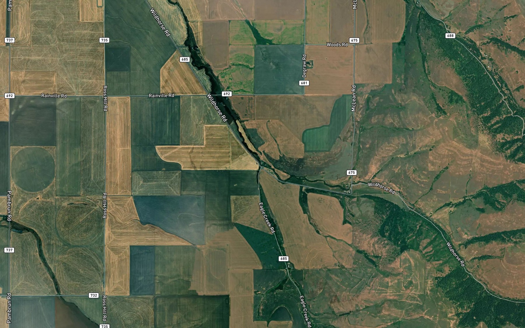 Satellite map of the Eagle Creek