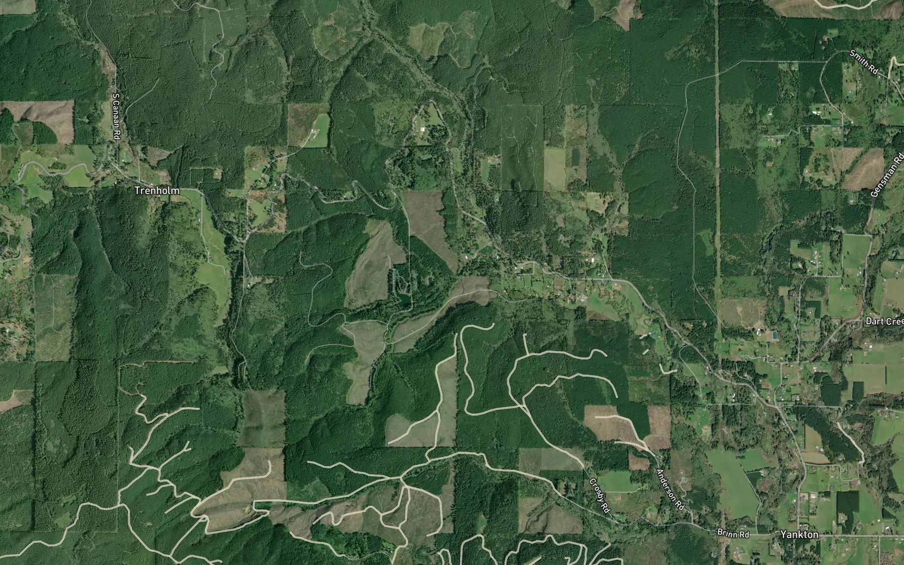Satellite map of the Smith Creek