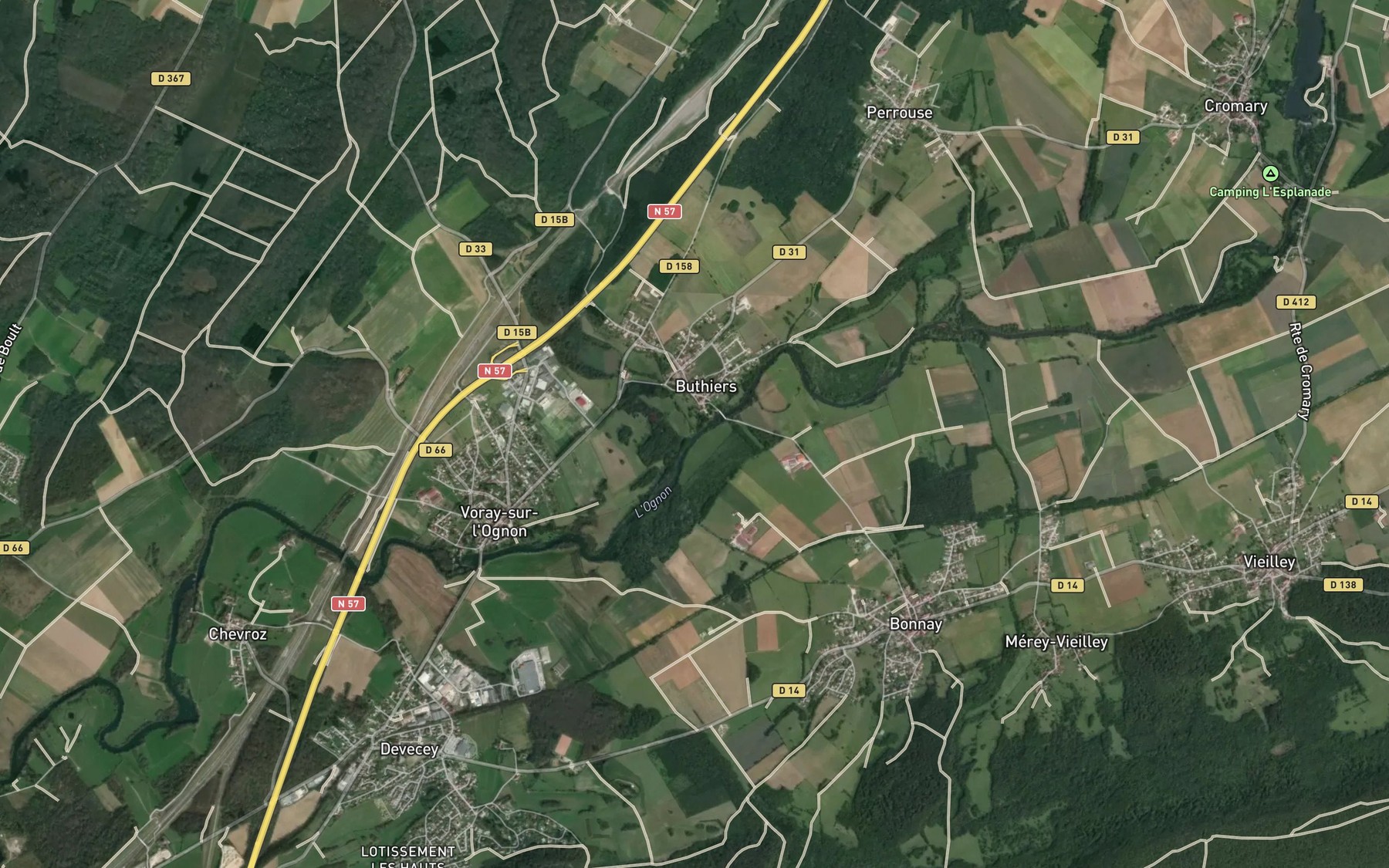 Satellite map of the Buthiers