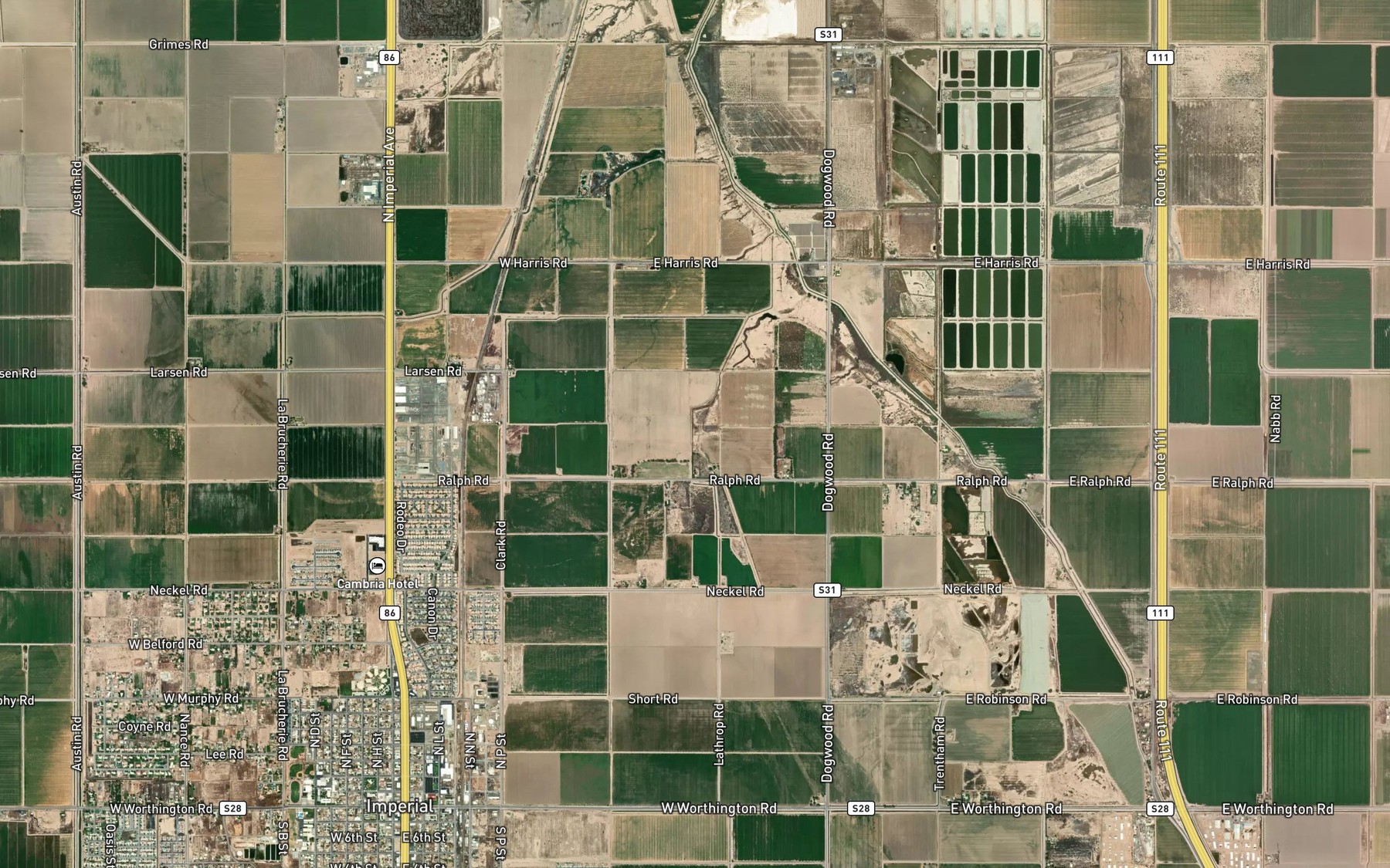 Satellite map of the Dolson Drain Four