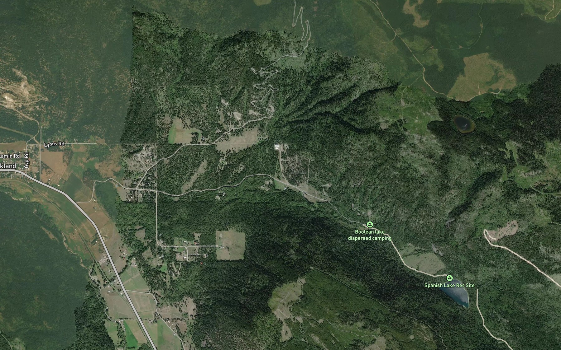 Satellite map of the Ferris Creek