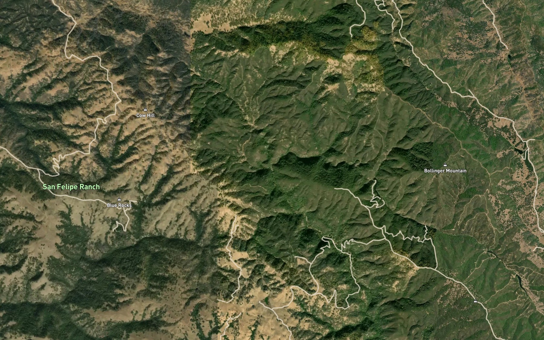 Satellite map of the Soup Bowl Creek