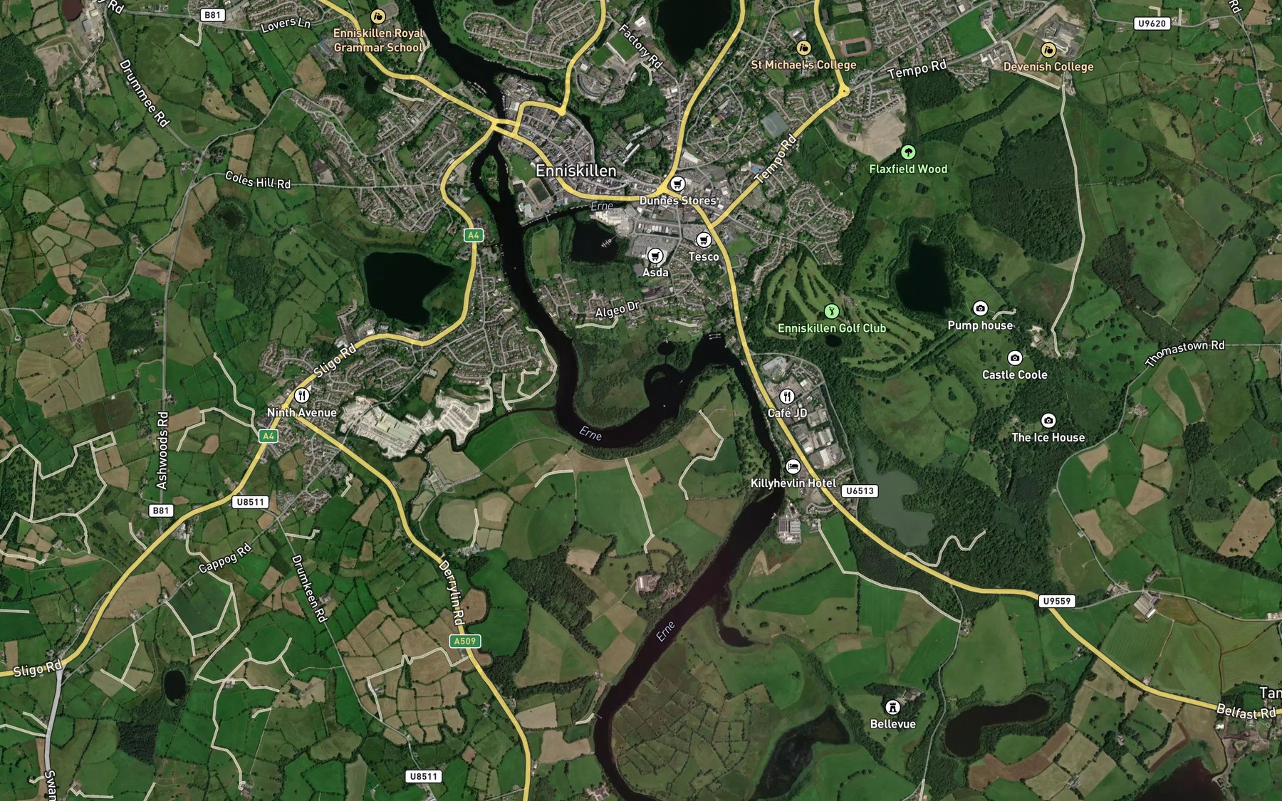 Satellite map of the Sillees River