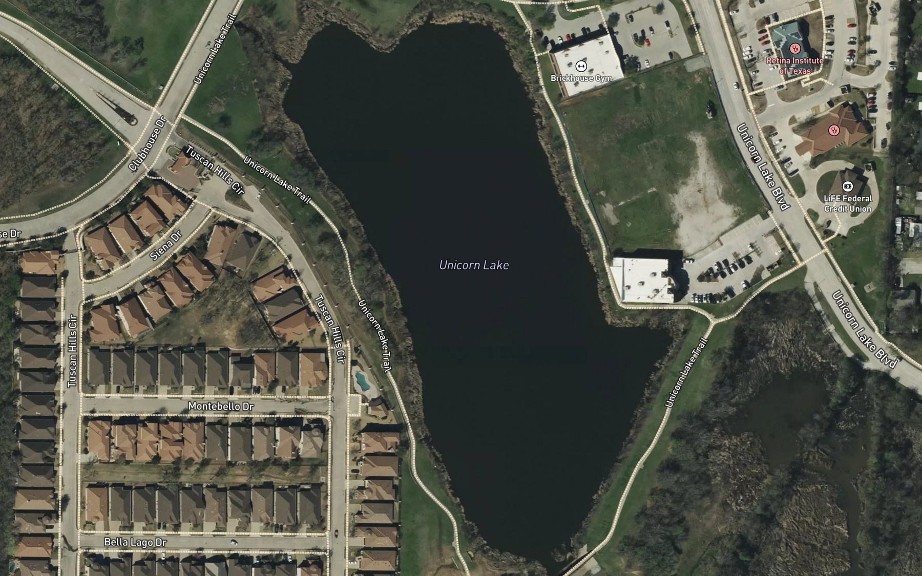 Satellite map of the Unicorn Lake