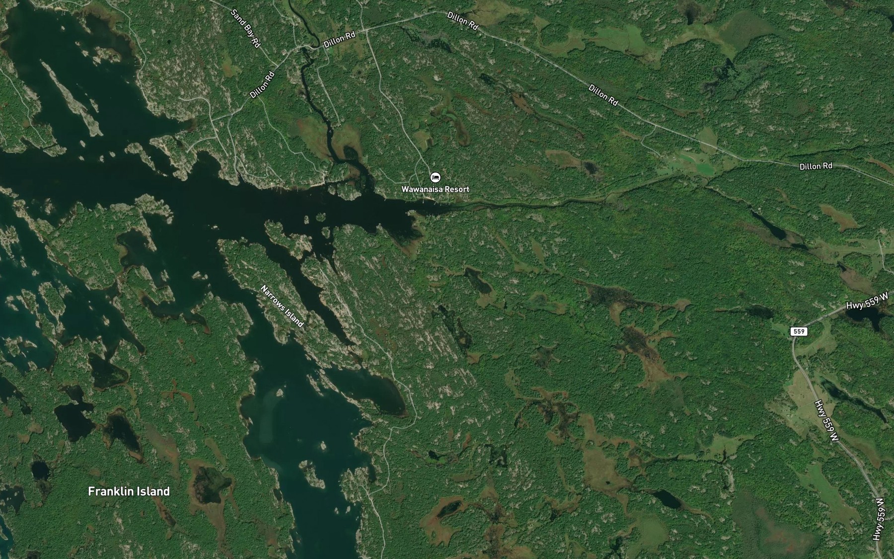 Satellite map of the Shebeshekong Bay