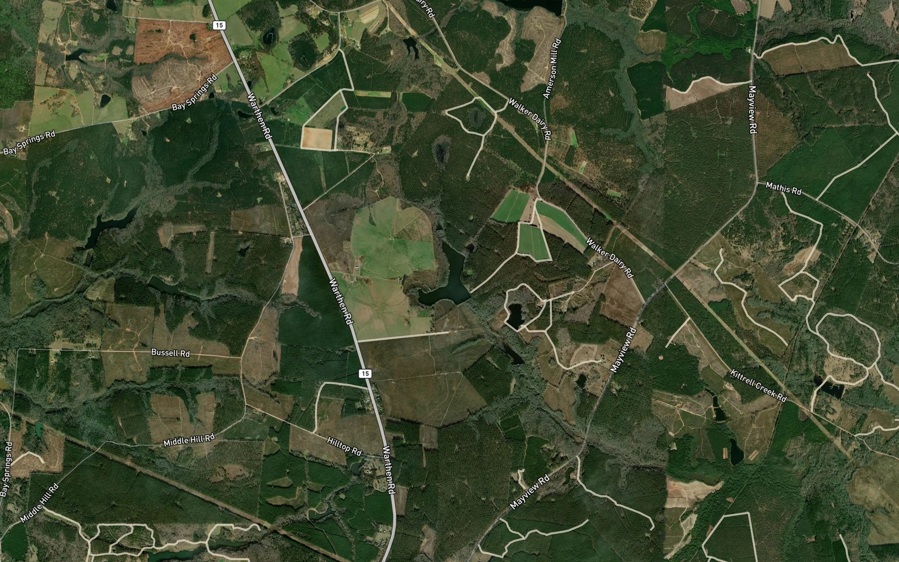 Satellite map of the Walker Pond