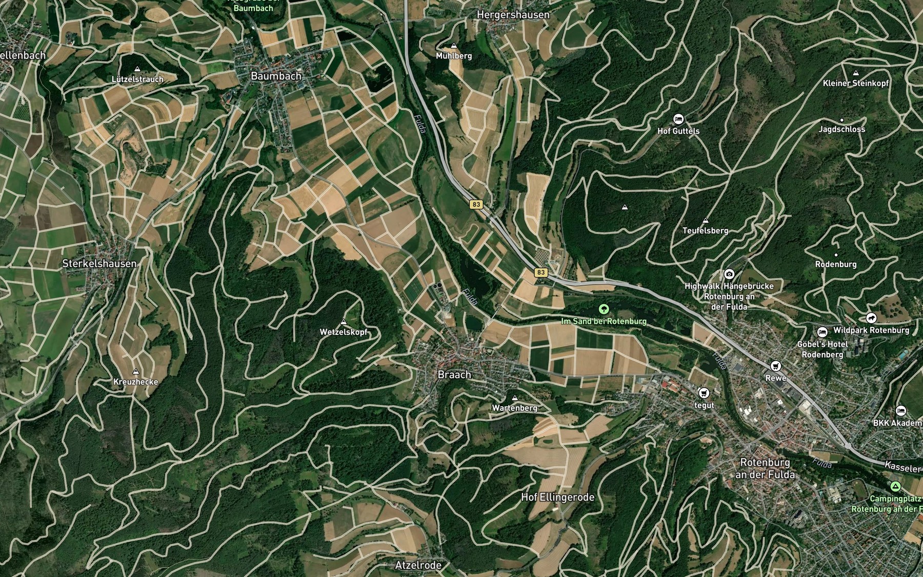 Satellite map of the Ringbach