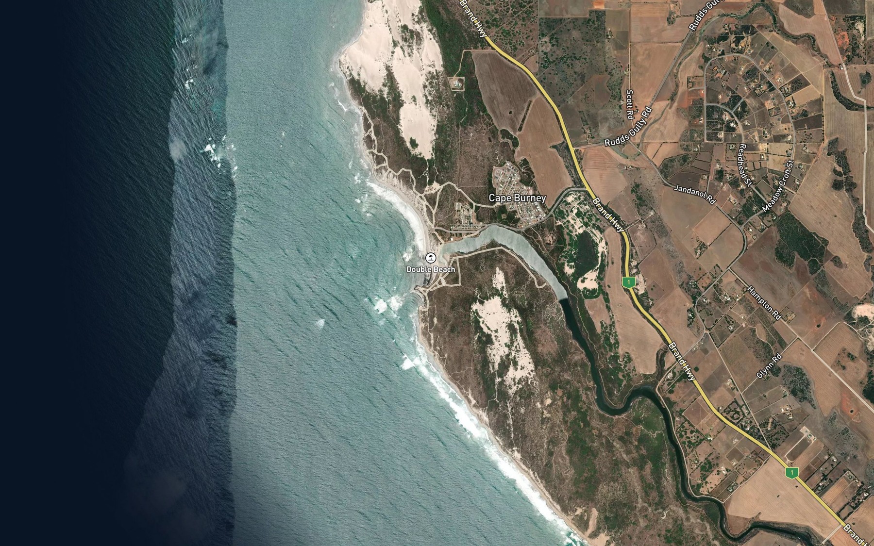 Satellite map of the Greenough River