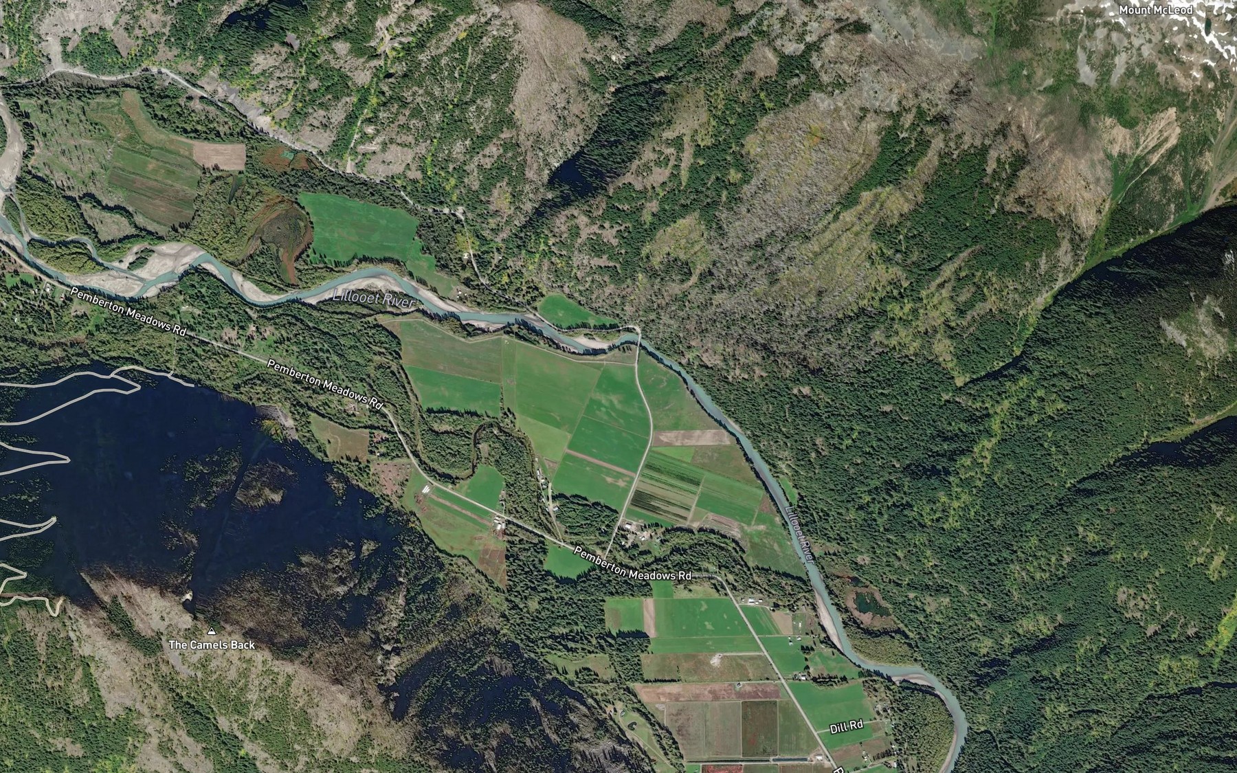 Satellite map of the Thomson Creek