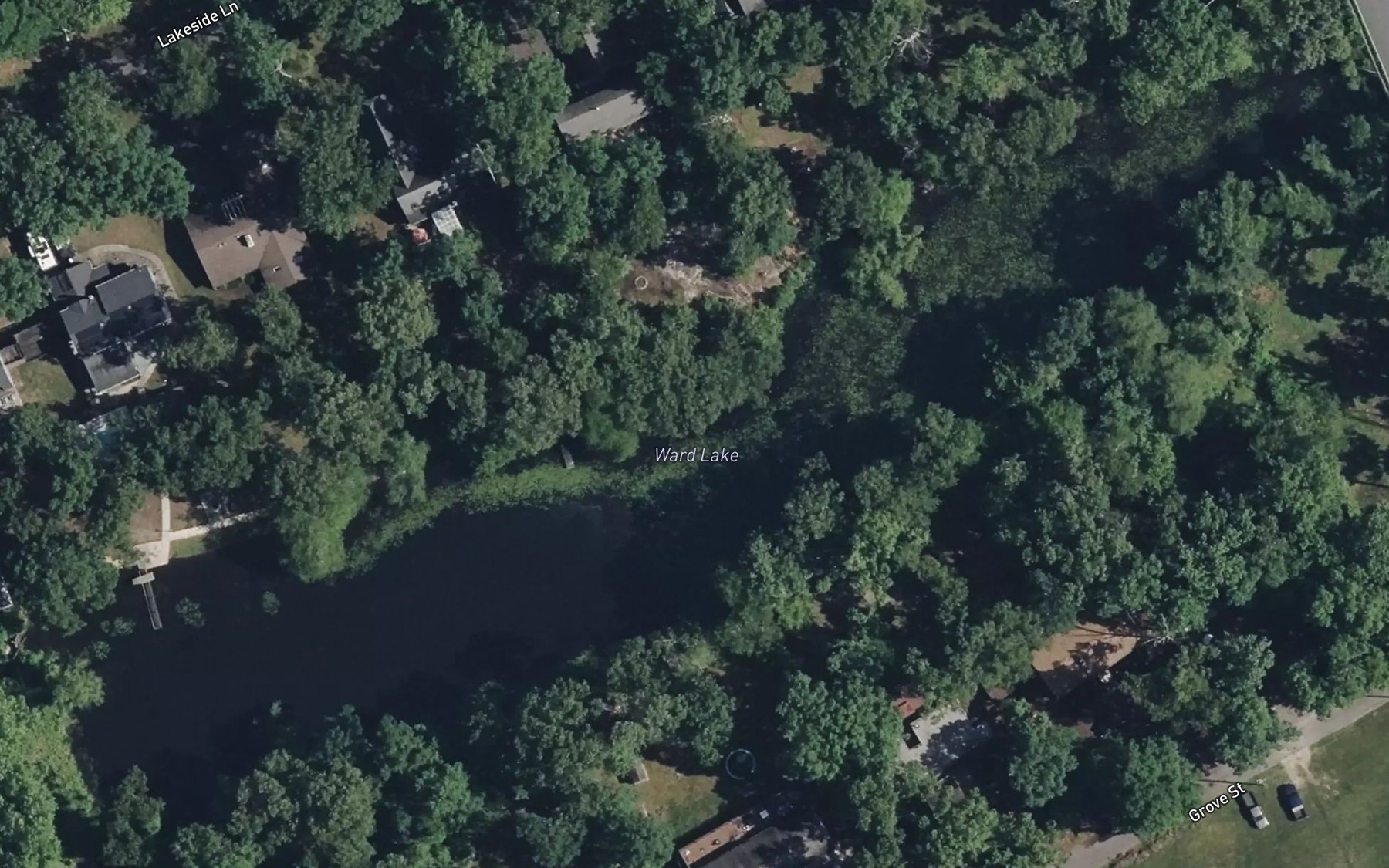Satellite map of the Ward Lake