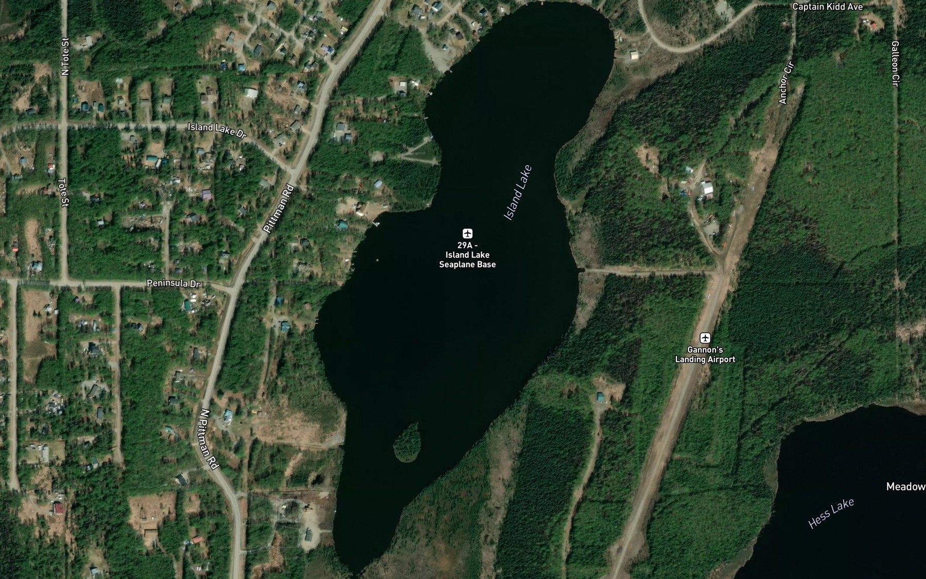 Satellite map of the Island Lake