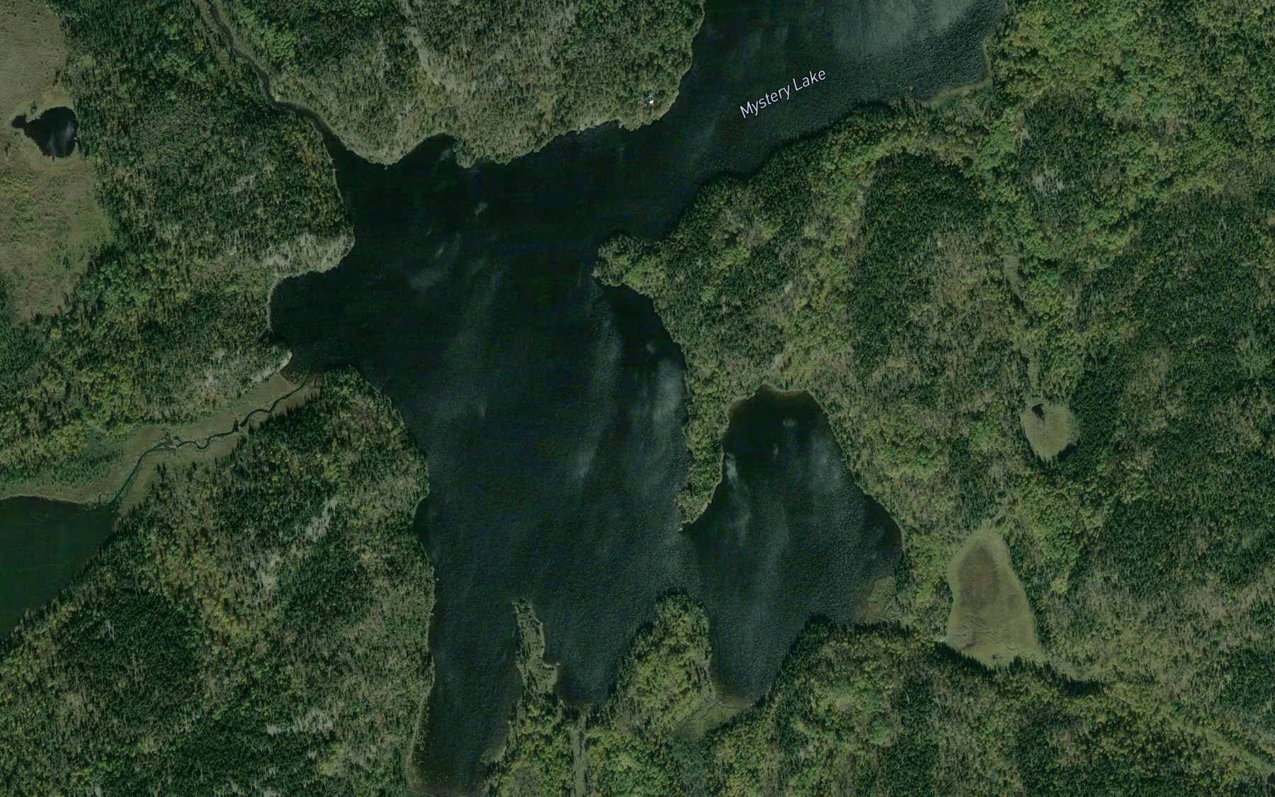 Satellite map of the Mystery Lake