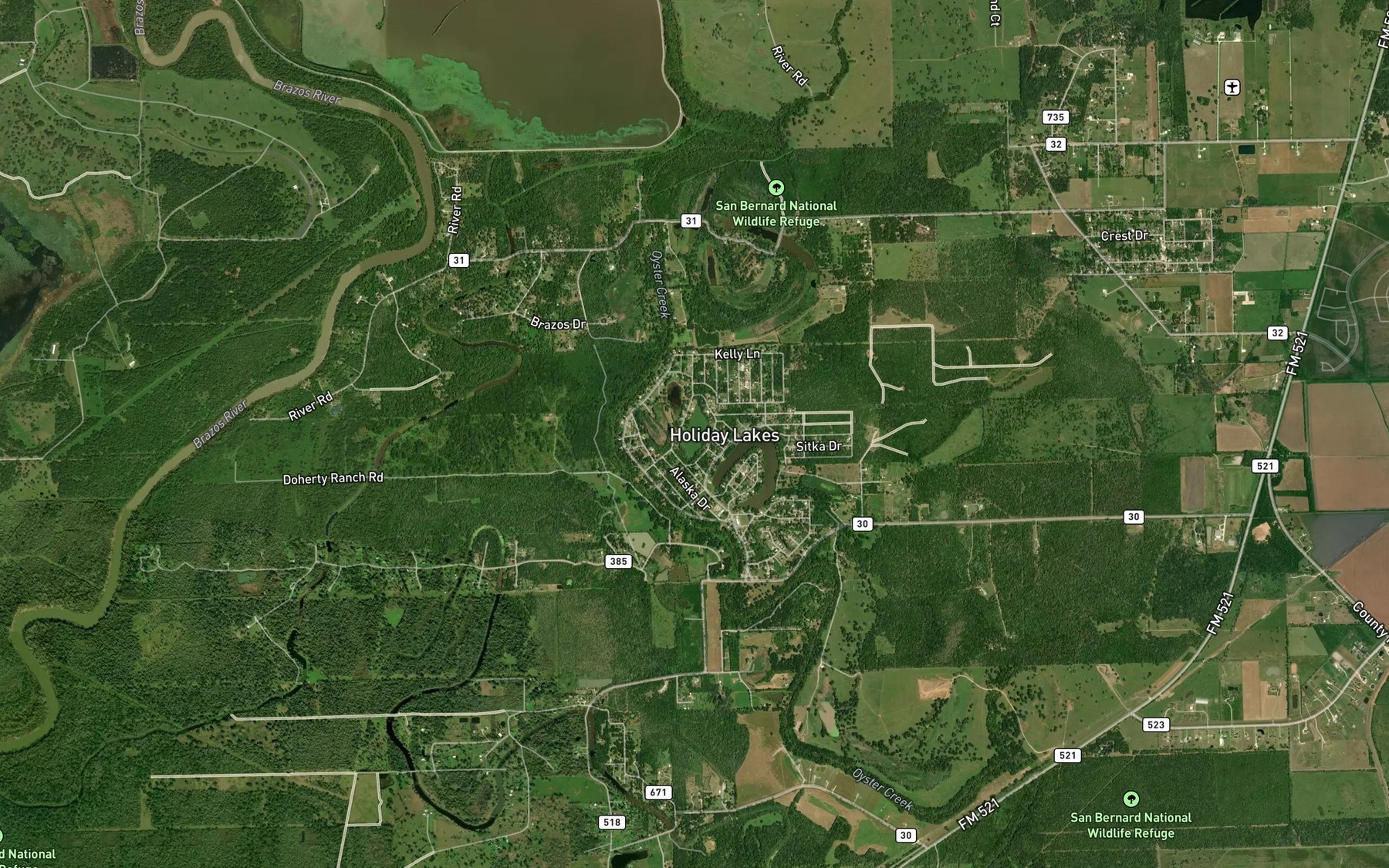 Satellite map of the Snag Lake
