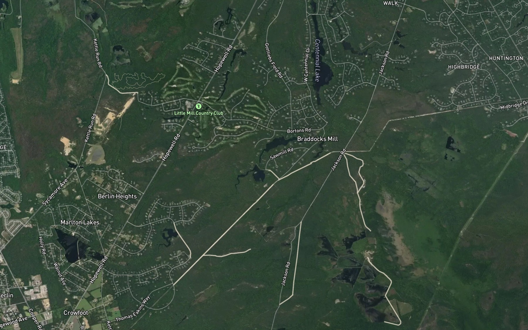 Satellite map of the Kettle Run