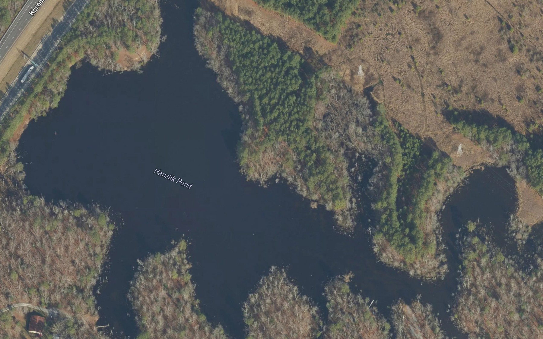 Satellite map of the Hanzlik Pond