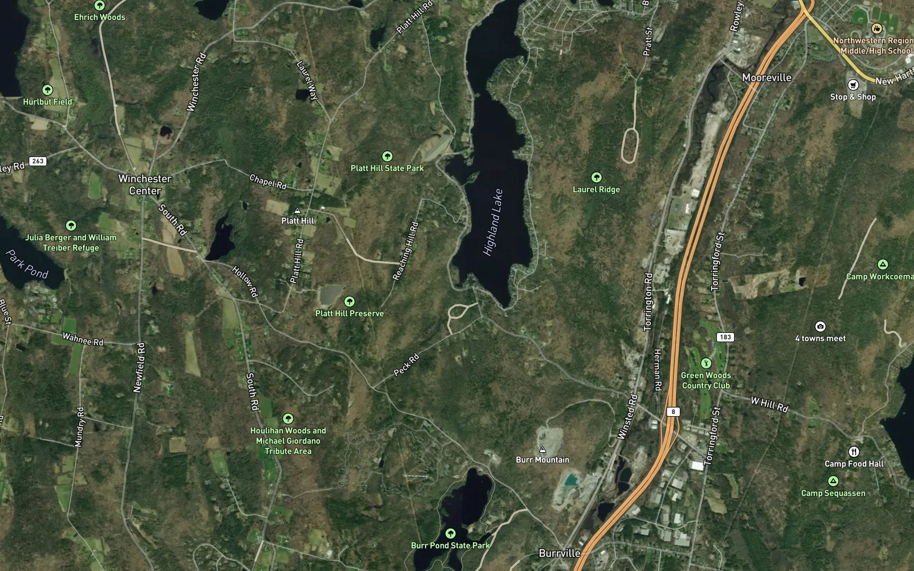 Satellite map of the Taylor Brook