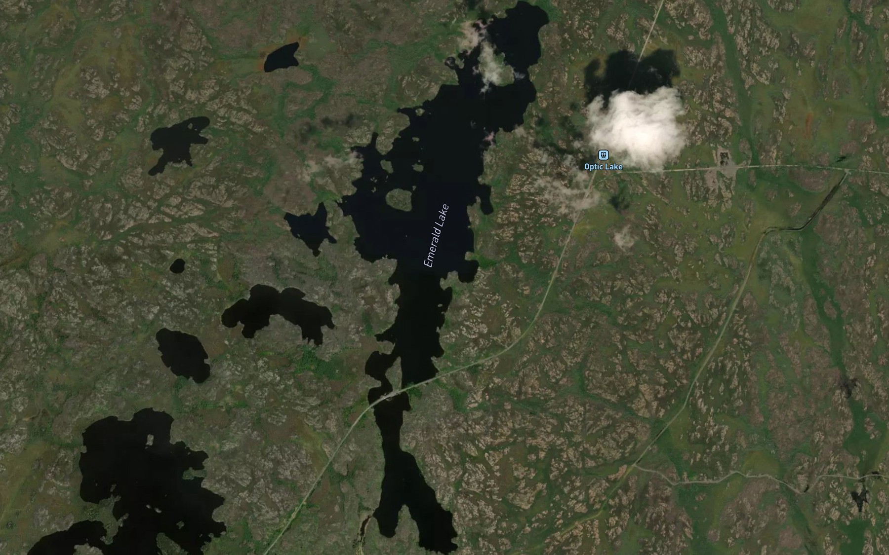 Satellite map of the Emerald Lake