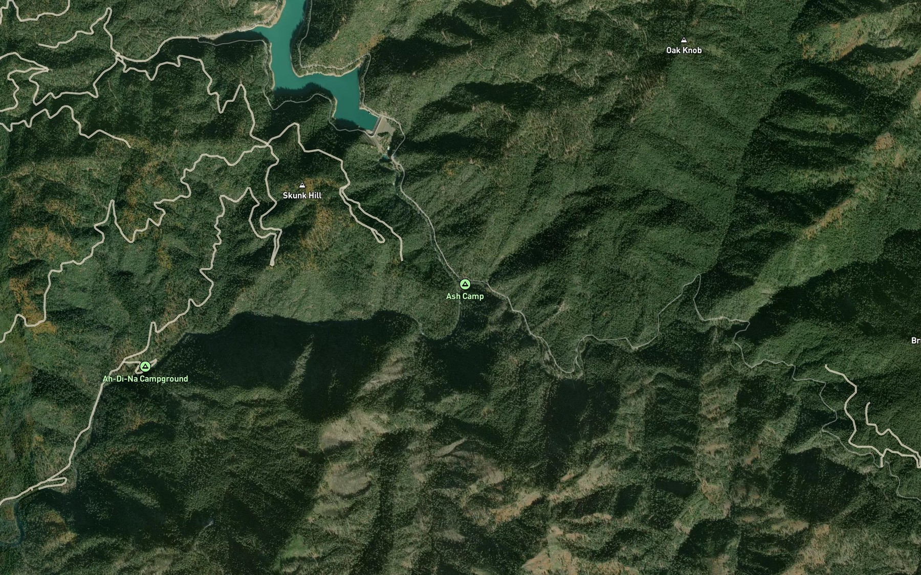 Satellite map of the Hawkins Creek