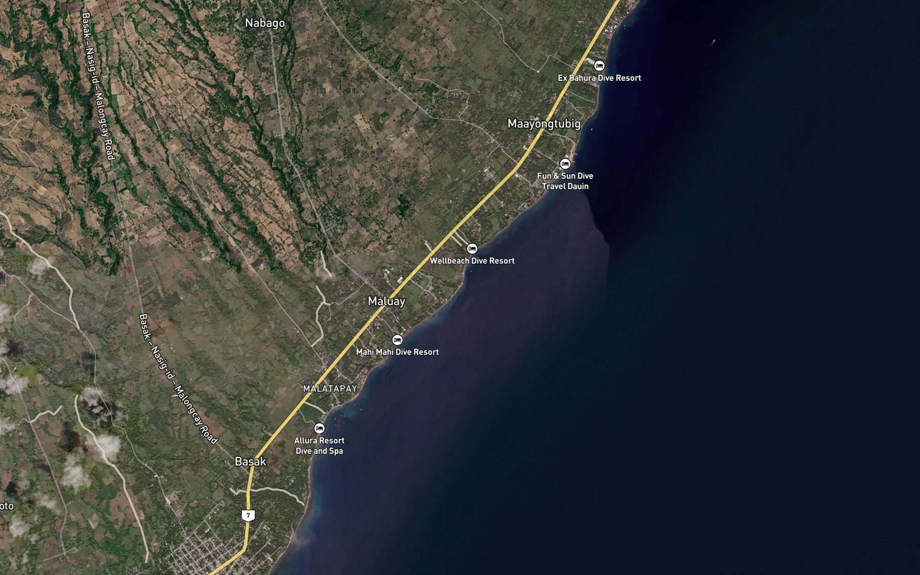 Satellite map of the Nabago River