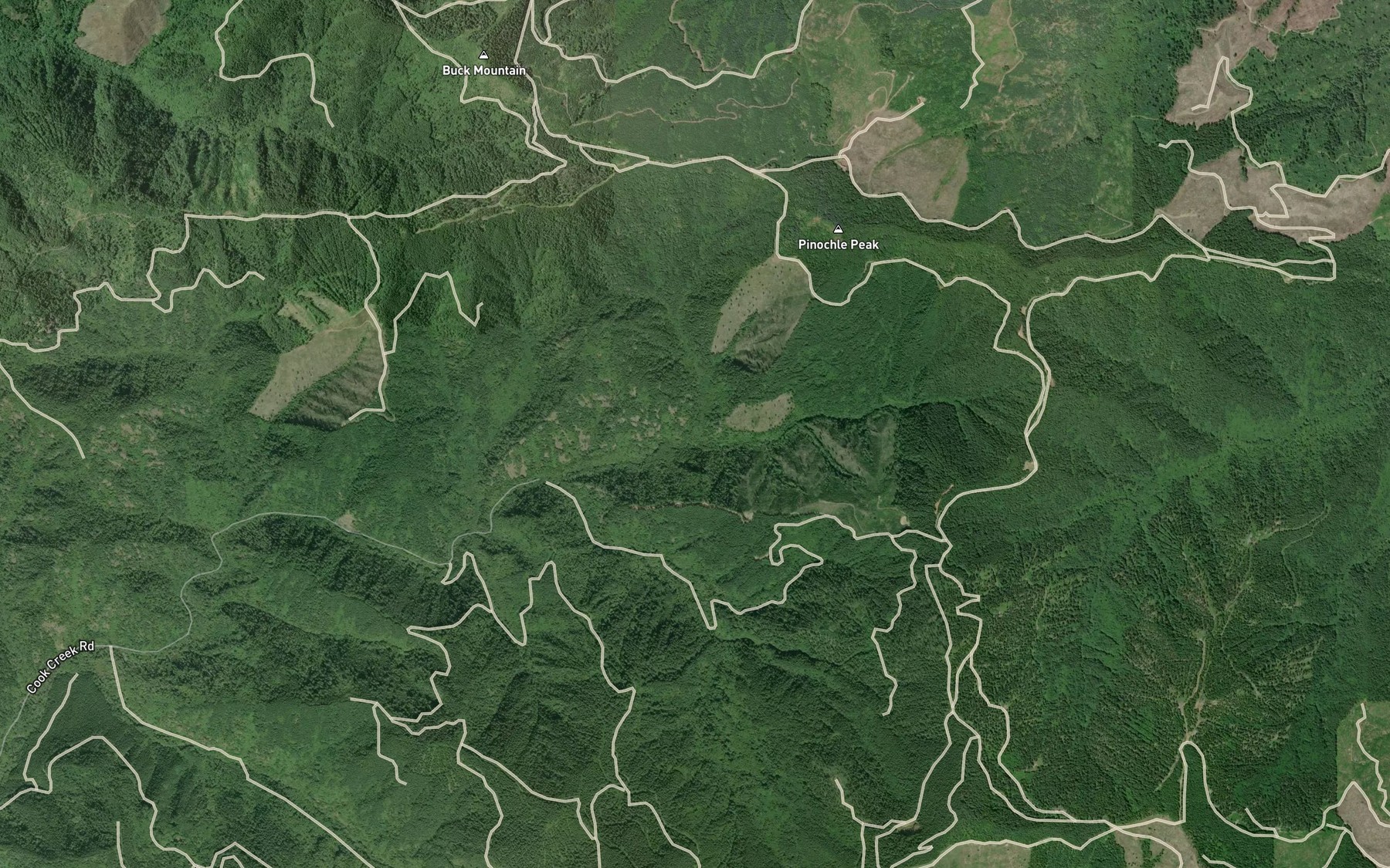 Satellite map of the Forks Creek