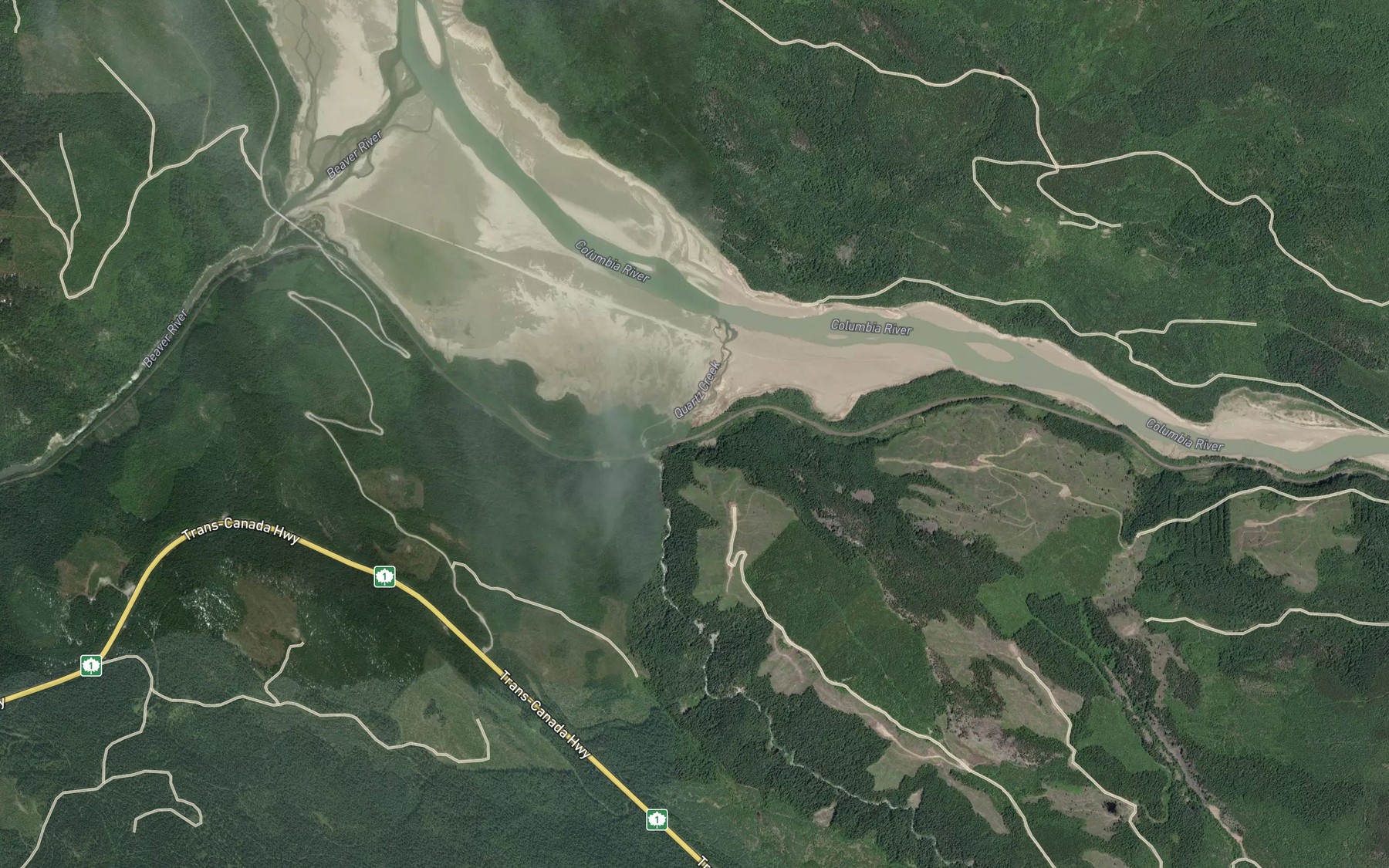Satellite map of the Quartz Creek