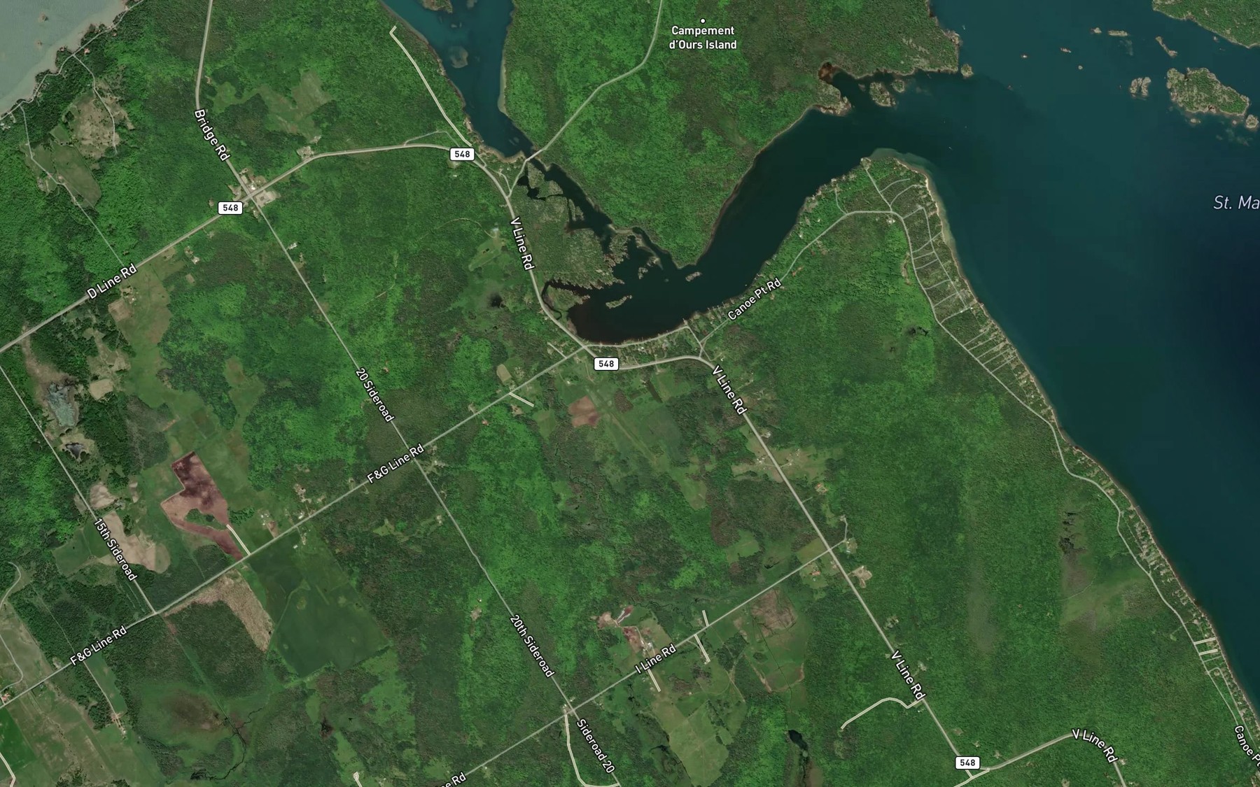 Satellite map of the Sucker Creek